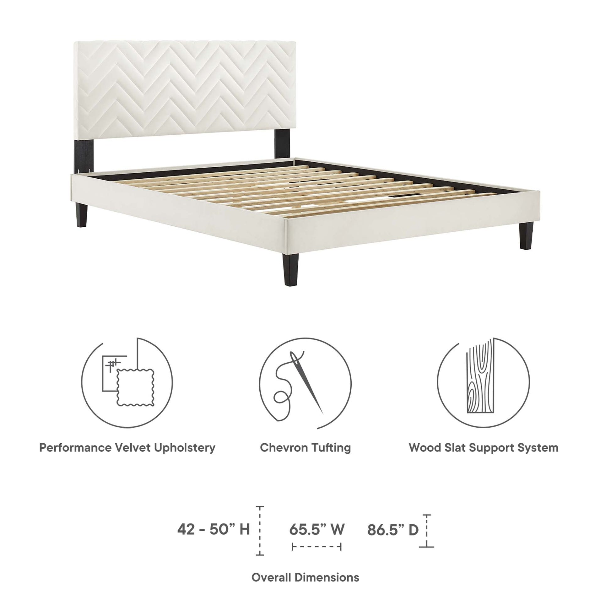 Leah Chevron Tufted Performance Velvet Queen Platform Bed by Modway - Best Buy Furniture