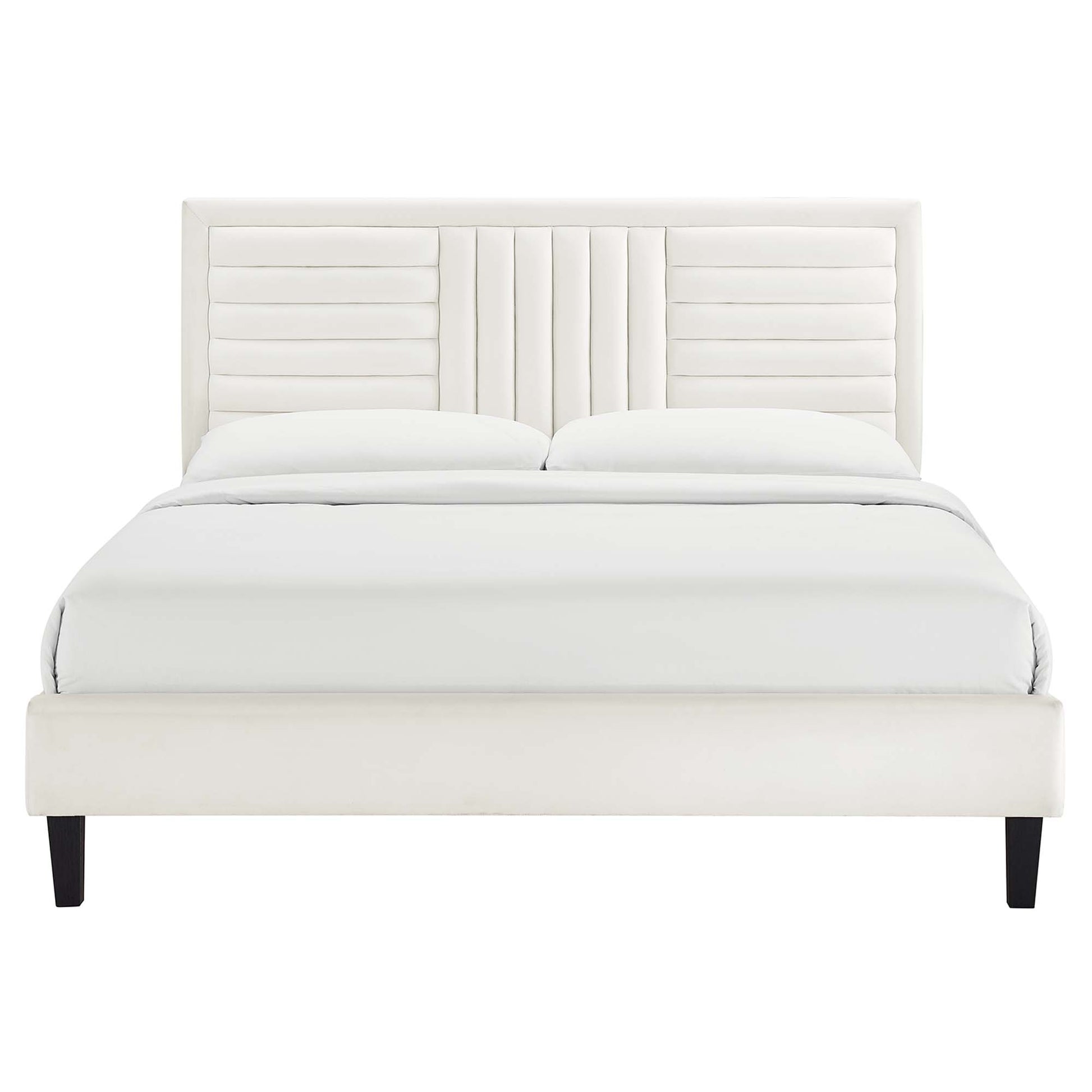 Sofia Channel Tufted Performance Velvet Queen Platform Bed by Modway - Best Buy Furniture
