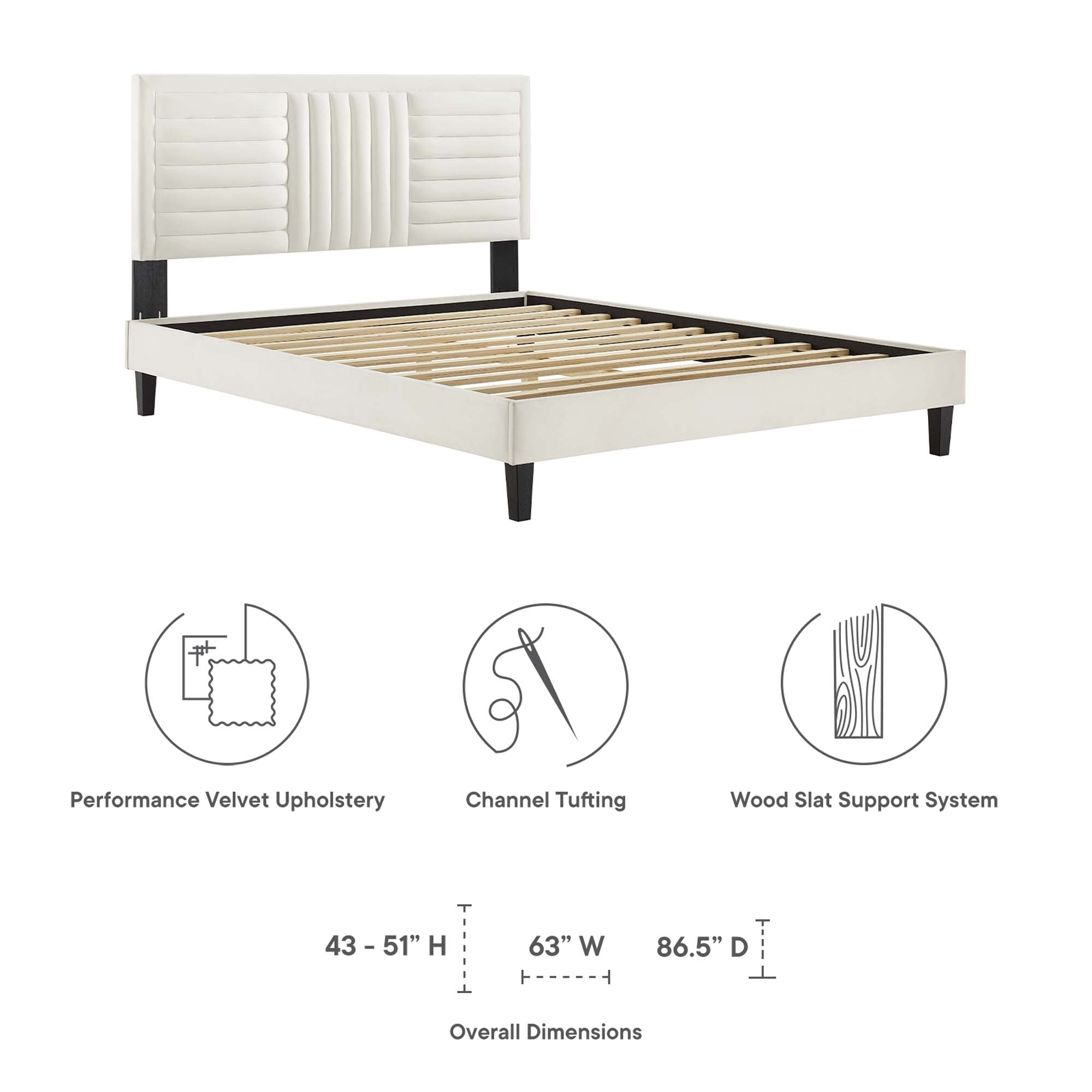 Sofia Channel Tufted Performance Velvet Queen Platform Bed by Modway