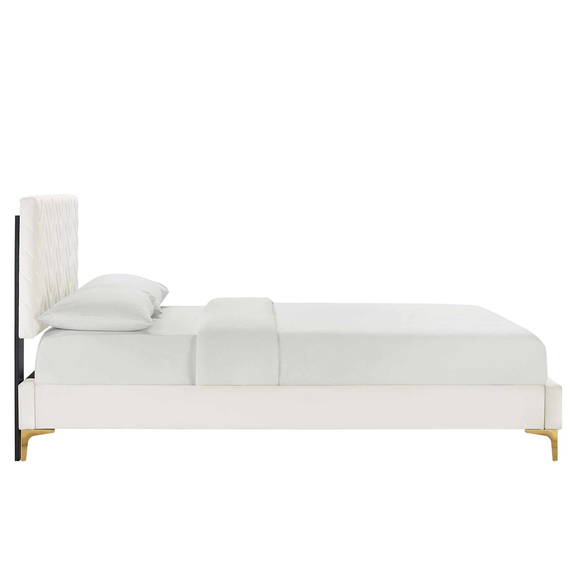 Leah Chevron Tufted Performance Velvet Queen Platform Bed by Modway - Best Buy Furniture