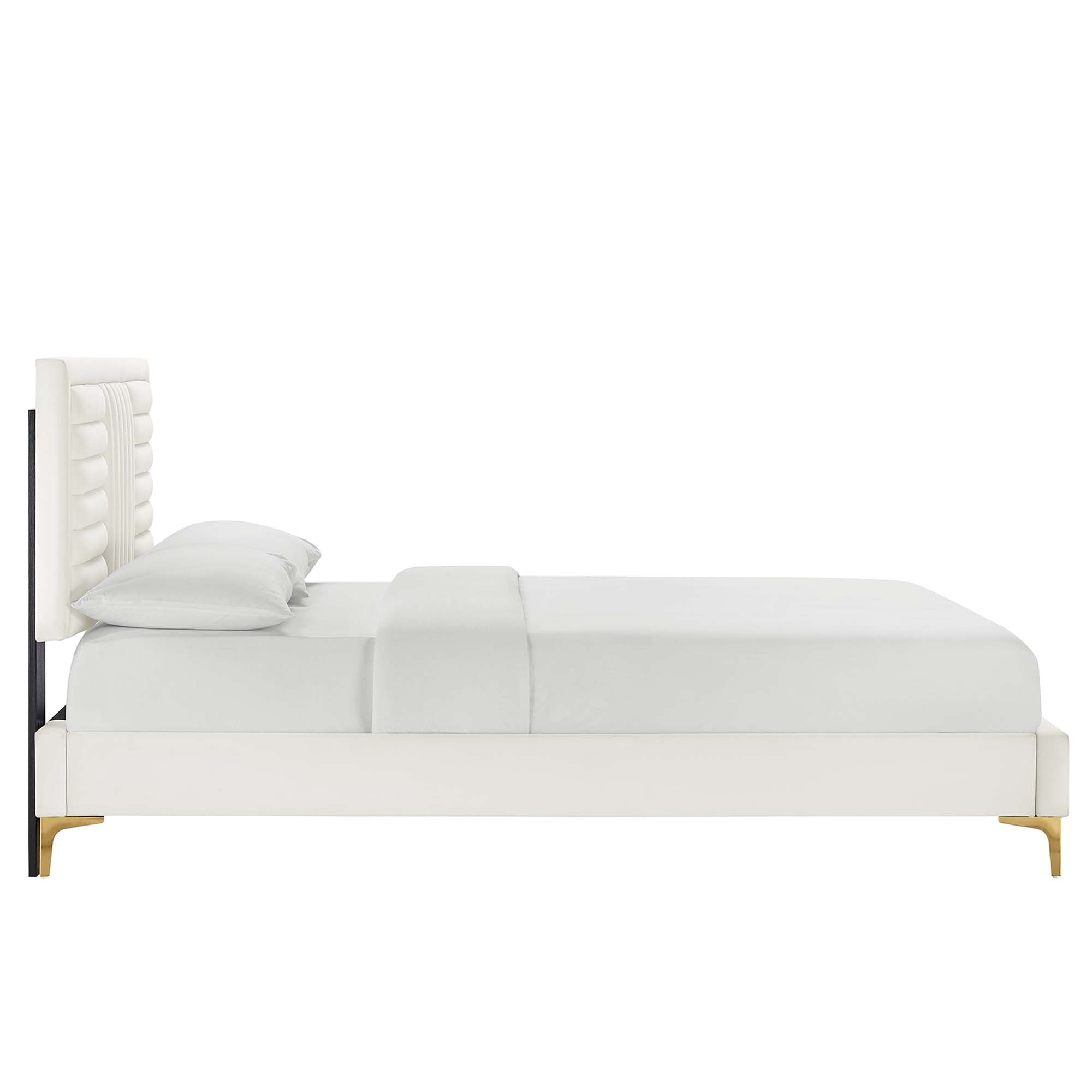 Sofia Channel Tufted Performance Velvet Queen Platform Bed by Modway - Best Buy Furniture