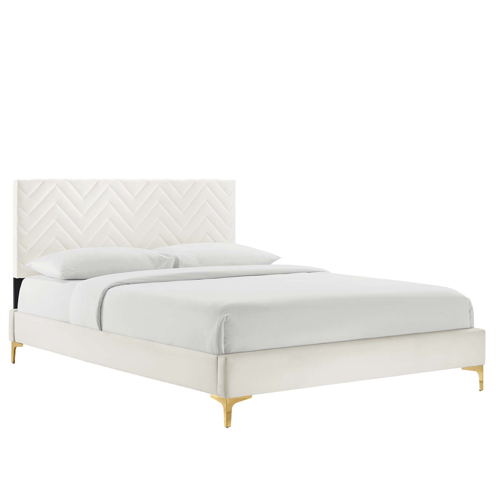 Leah Chevron Tufted Performance Velvet Full Platform Bed by Modway - Best Buy Furniture