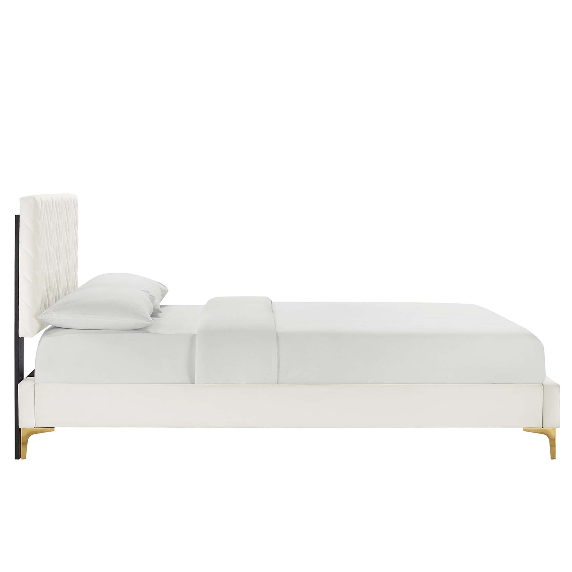 Leah Chevron Tufted Performance Velvet Full Platform Bed by Modway - Best Buy Furniture