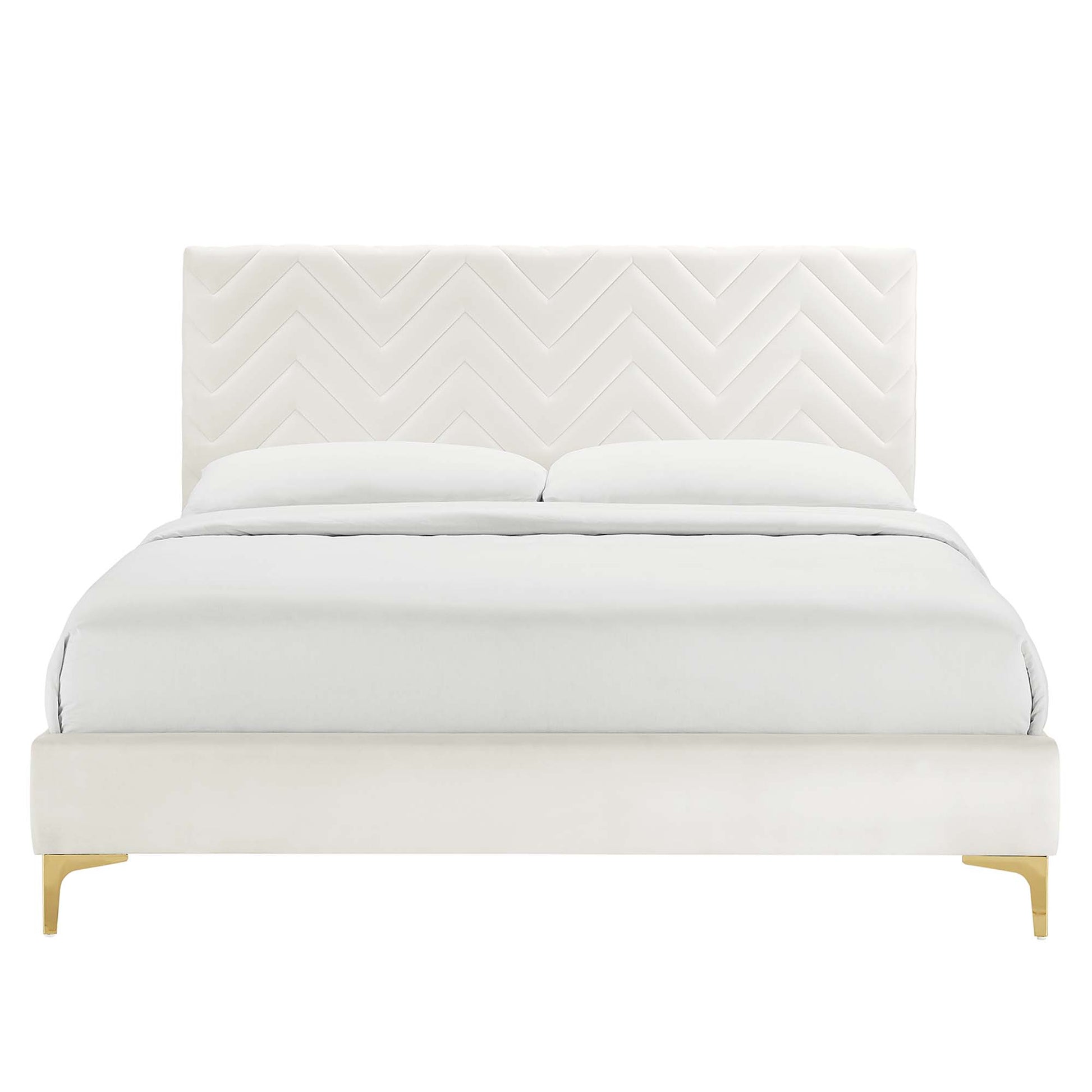 Leah Chevron Tufted Performance Velvet Full Platform Bed by Modway - Best Buy Furniture