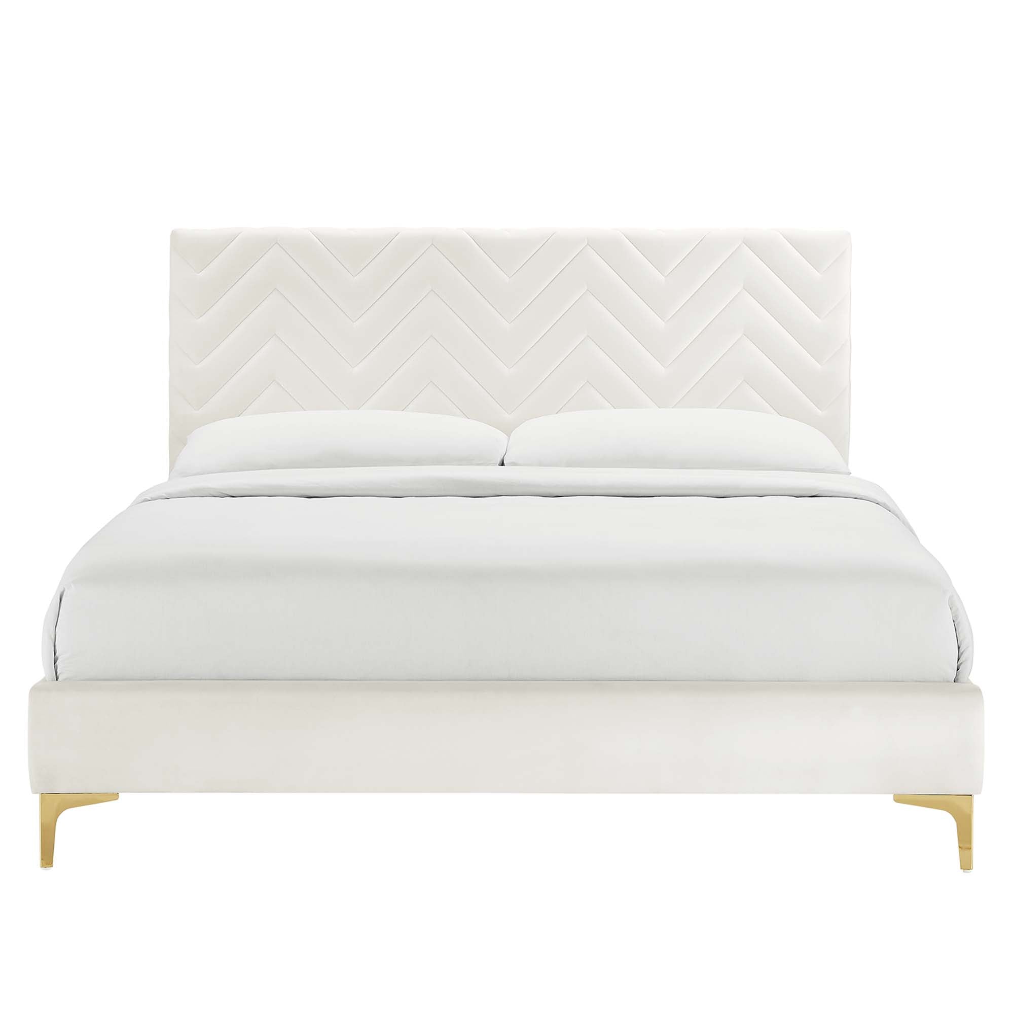 Leah Chevron Tufted Performance Velvet Full Platform Bed by Modway - Best Buy Furniture