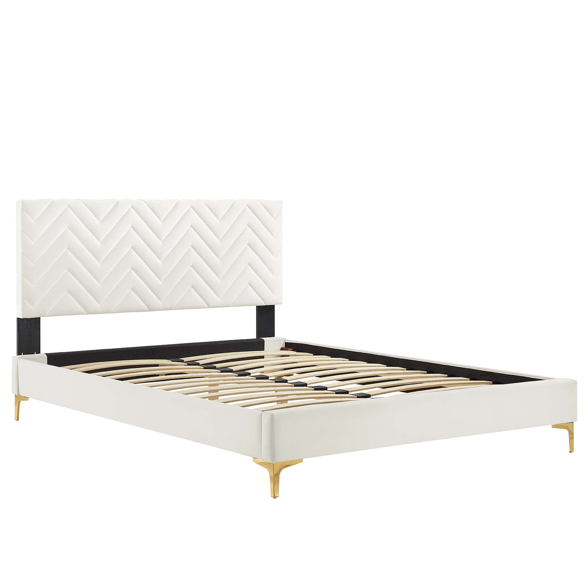 Leah Chevron Tufted Performance Velvet Full Platform Bed by Modway - Best Buy Furniture