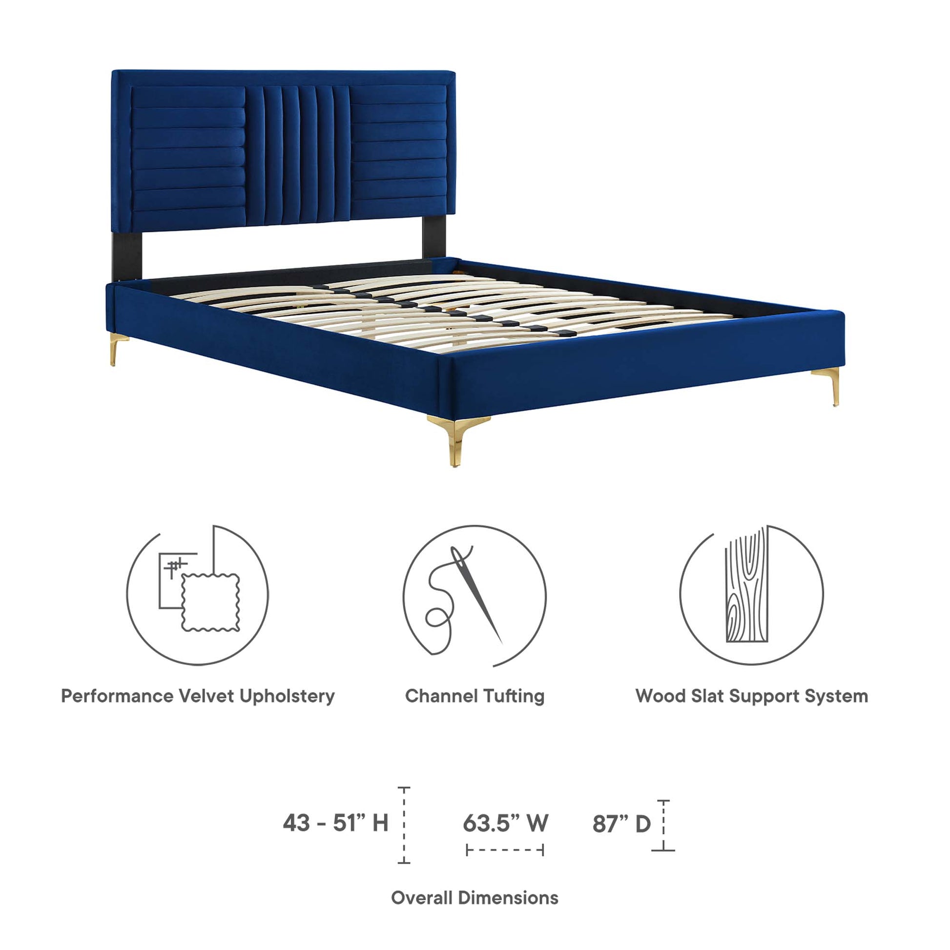 Sofia Channel Tufted Performance Velvet Full Platform Bed by Modway - Best Buy Furniture