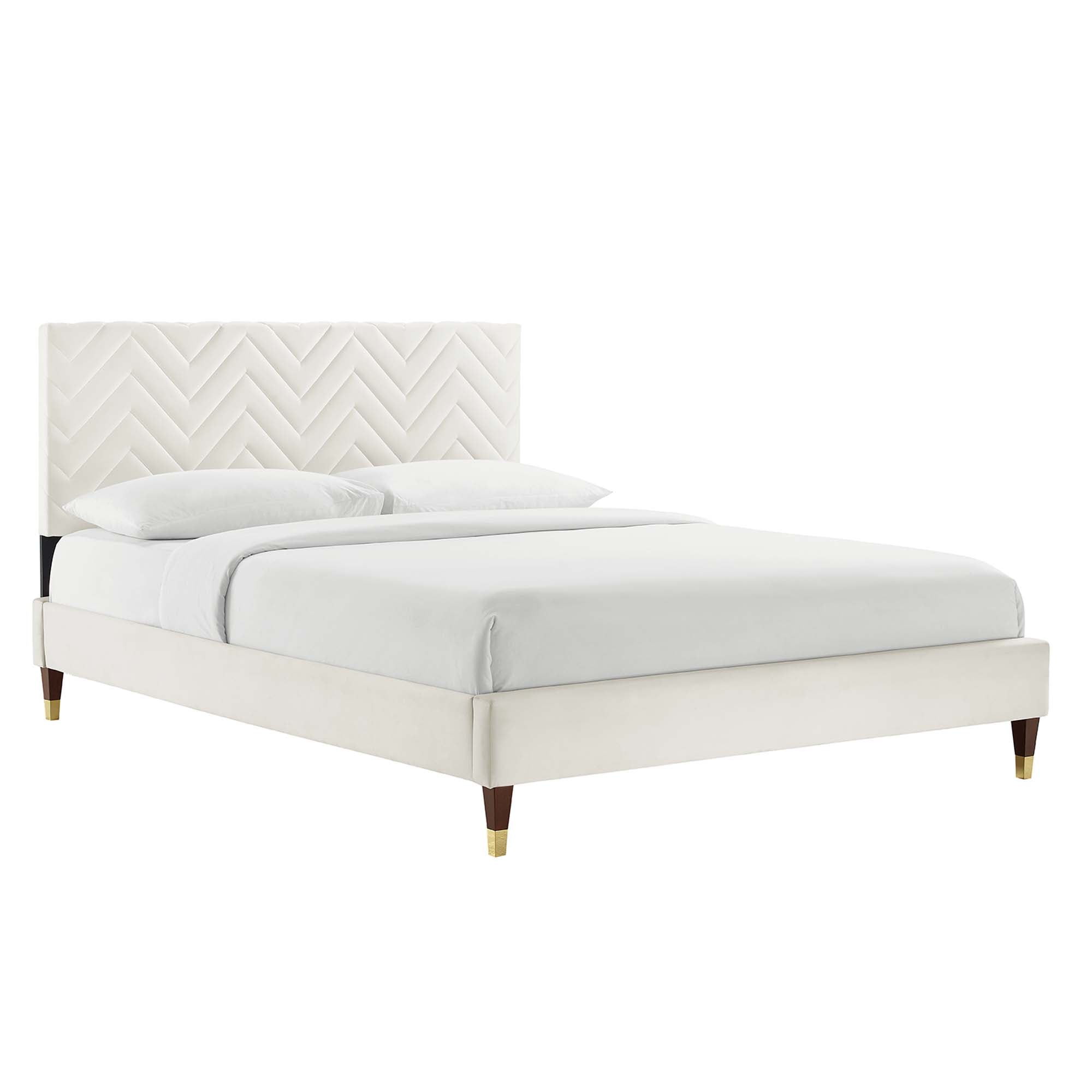 Leah Chevron Tufted Performance Velvet Full Platform Bed by Modway