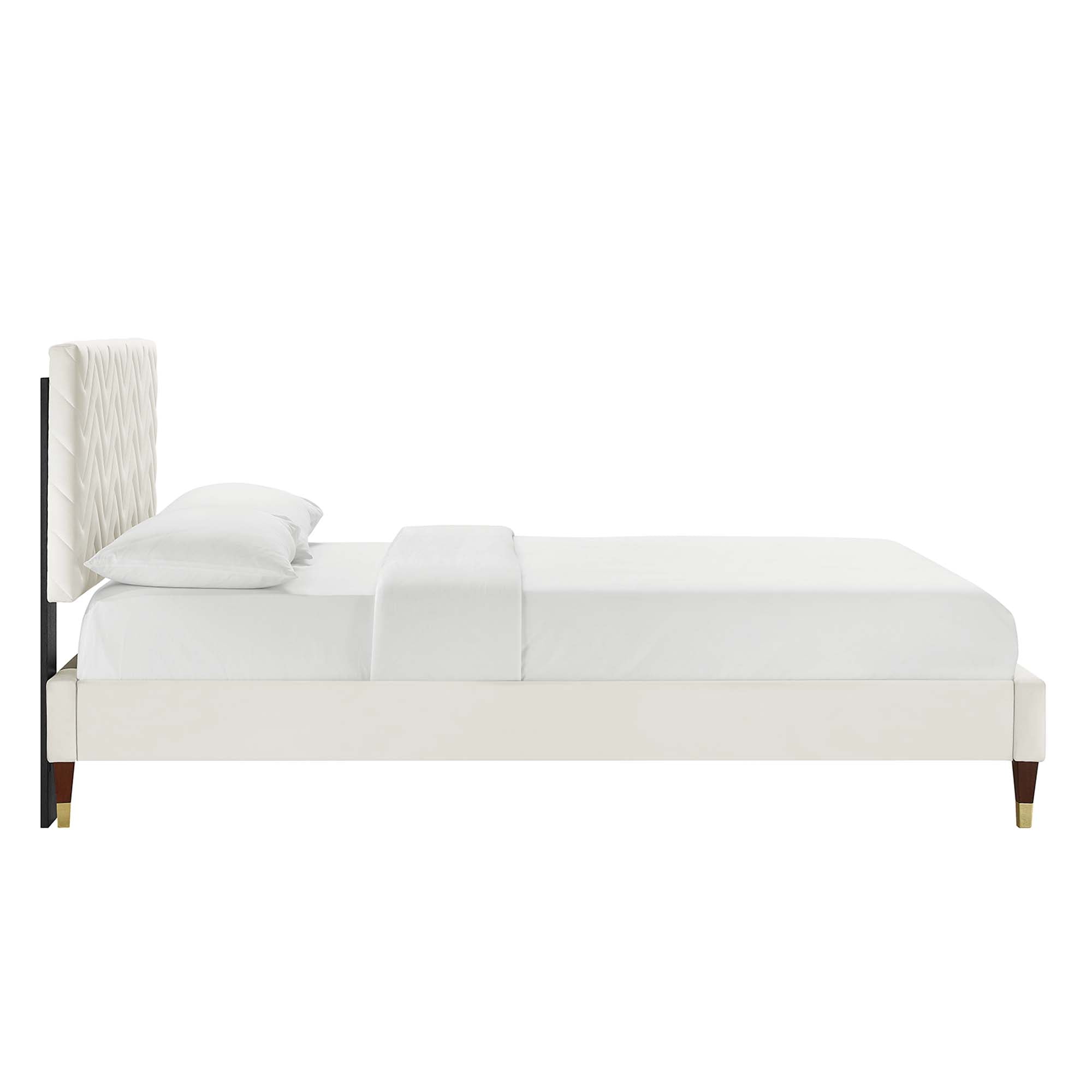 Leah Chevron Tufted Performance Velvet Full Platform Bed by Modway - Best Buy Furniture