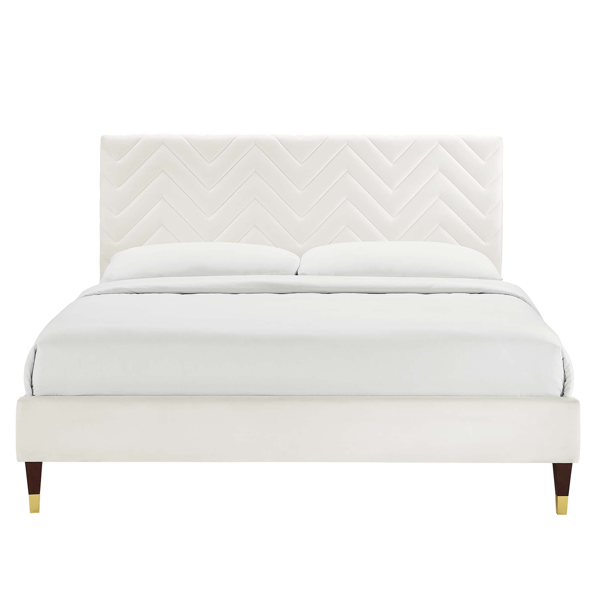 Leah Chevron Tufted Performance Velvet Full Platform Bed by Modway - Best Buy Furniture