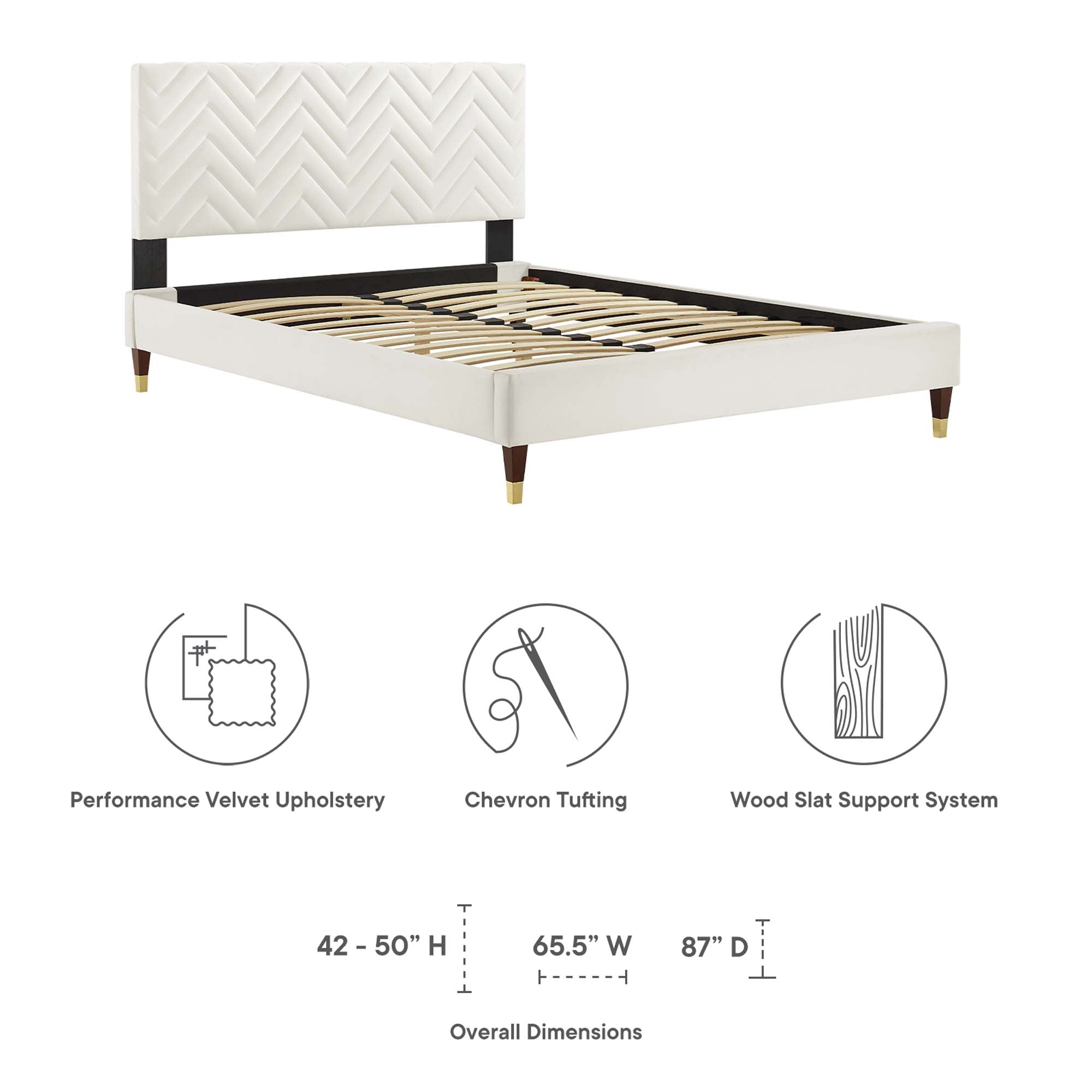 Leah Chevron Tufted Performance Velvet Full Platform Bed by Modway
