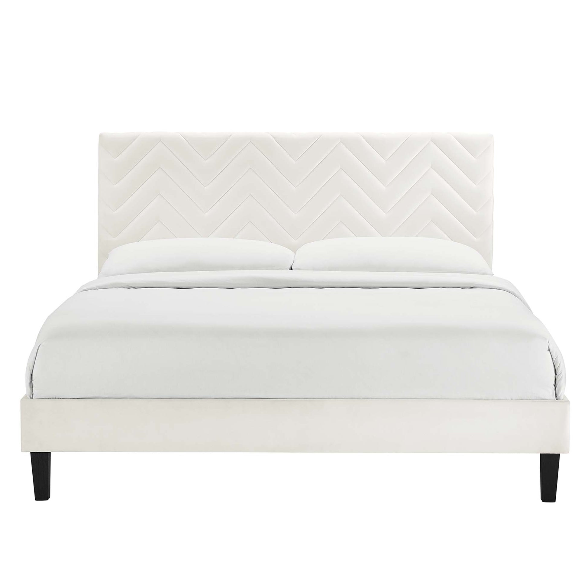 Leah Chevron Tufted Performance Velvet Full Platform Bed by Modway - Best Buy Furniture