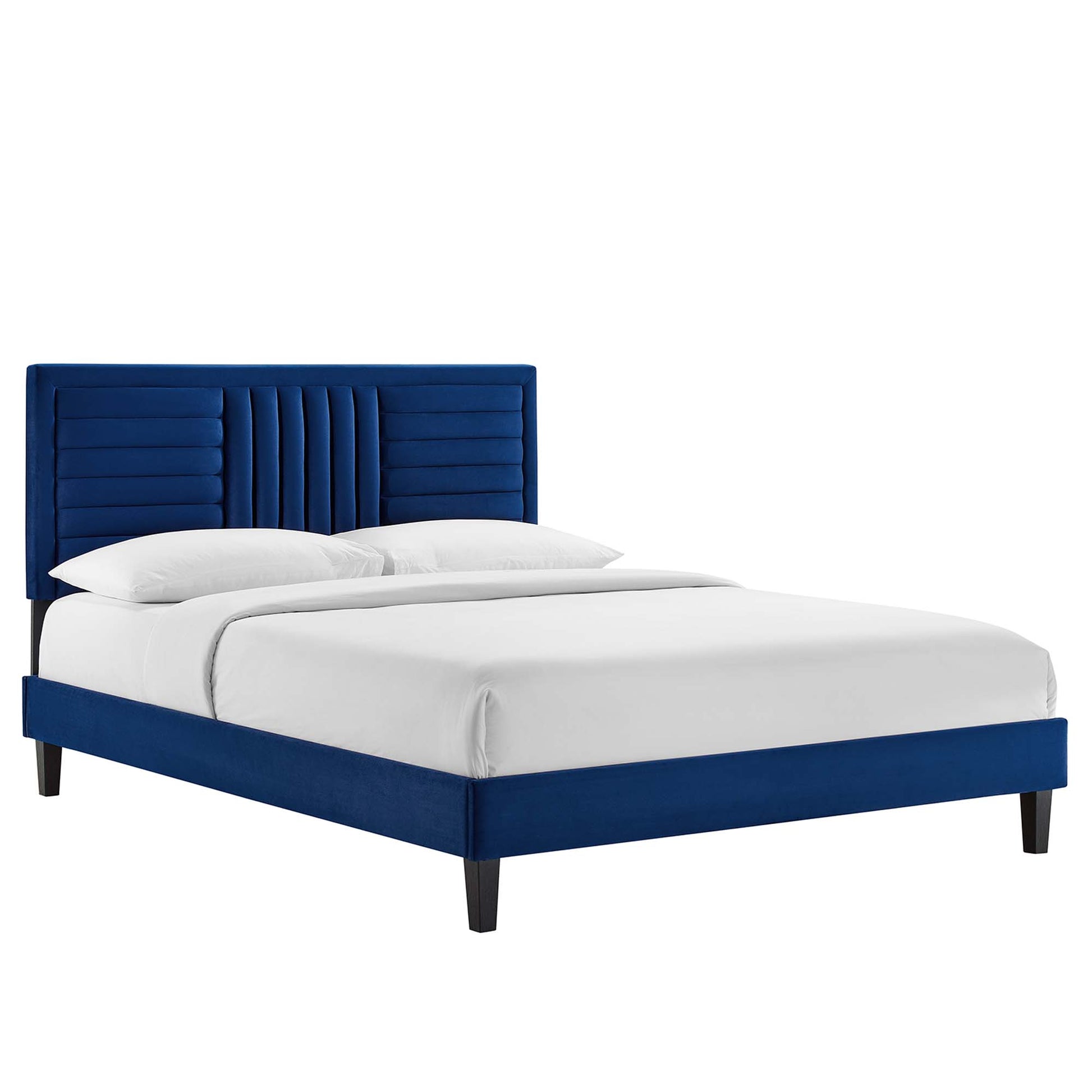 Sofia Channel Tufted Performance Velvet Full Platform Bed by Modway - Best Buy Furniture