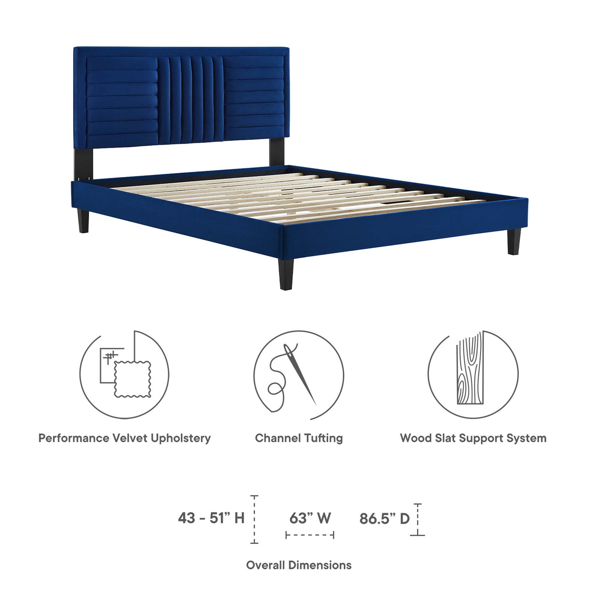 Sofia Channel Tufted Performance Velvet Full Platform Bed by Modway - Best Buy Furniture