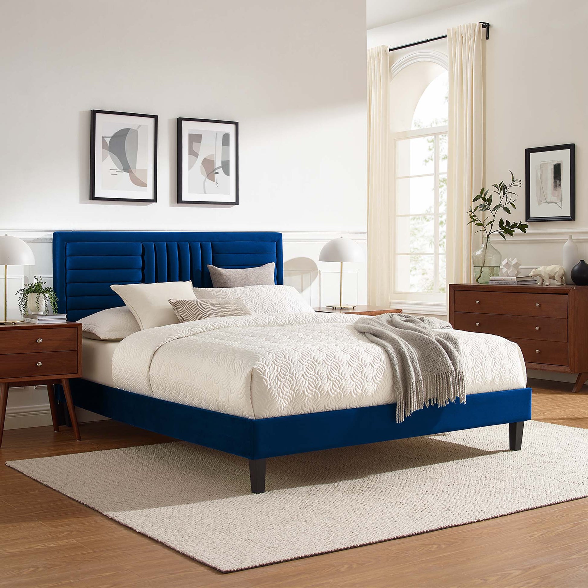 Sofia Channel Tufted Performance Velvet Full Platform Bed by Modway - Best Buy Furniture