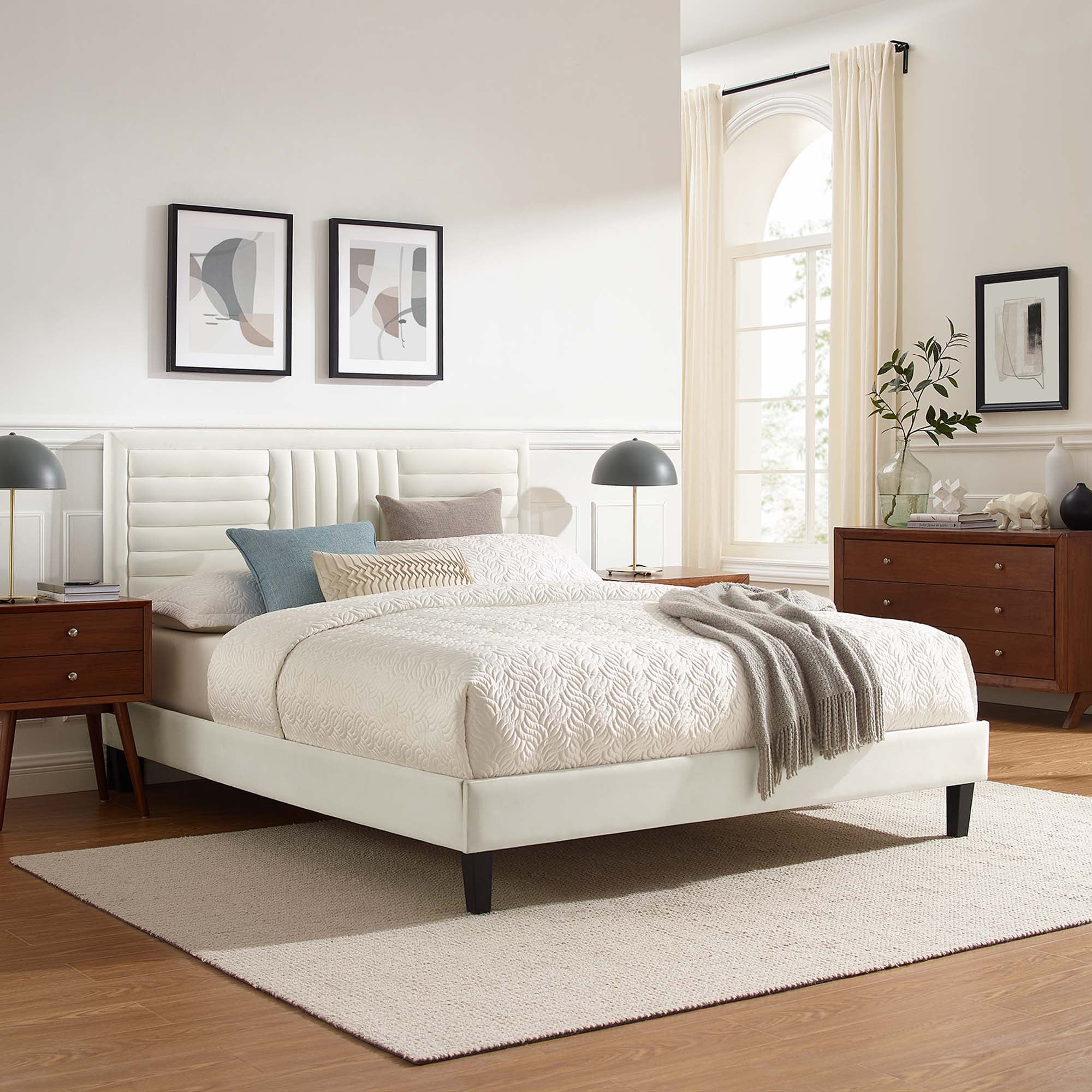 Sofia Channel Tufted Performance Velvet Full Platform Bed by Modway - Best Buy Furniture