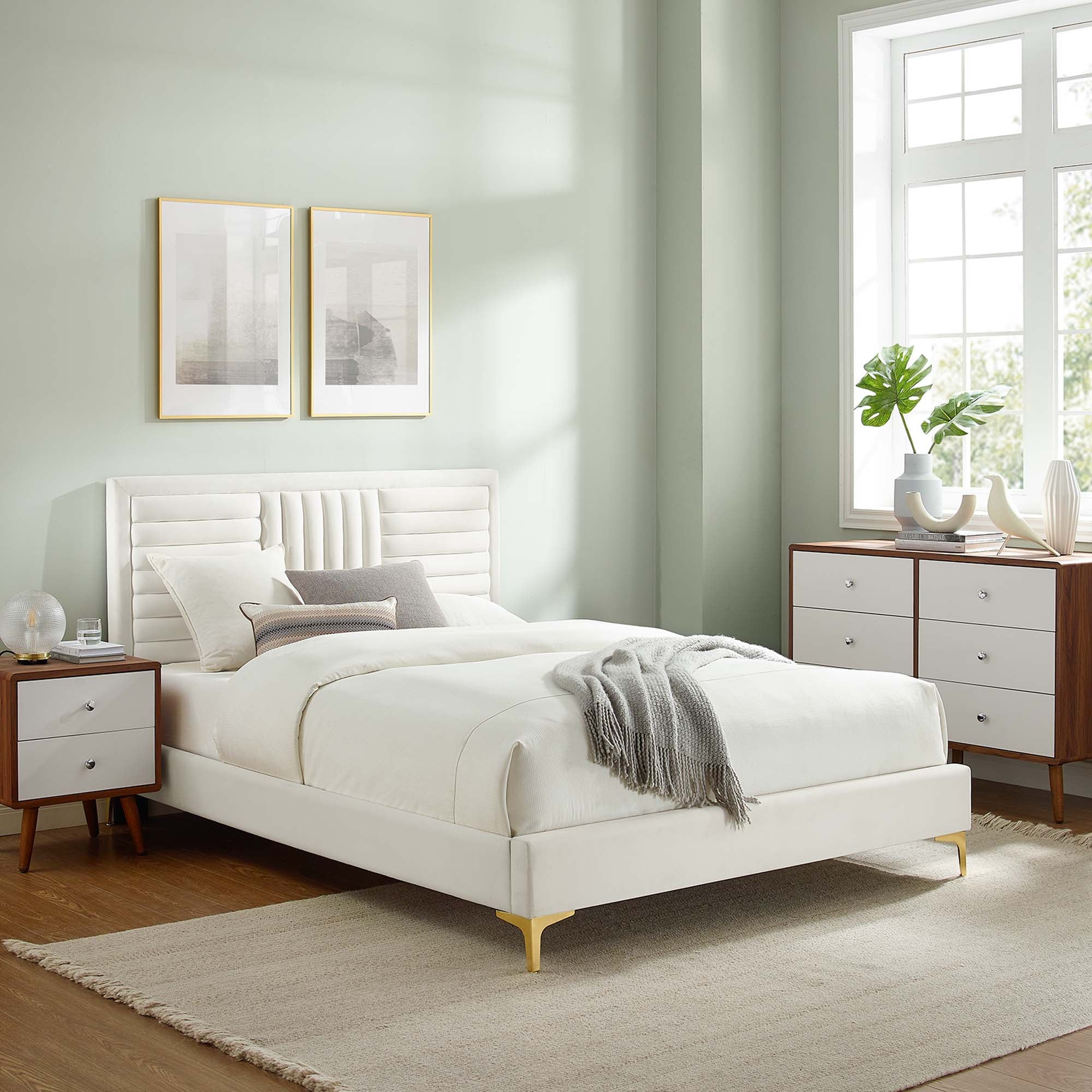 Sofia Channel Tufted Performance Velvet King Platform Bed by Modway - Best Buy Furniture