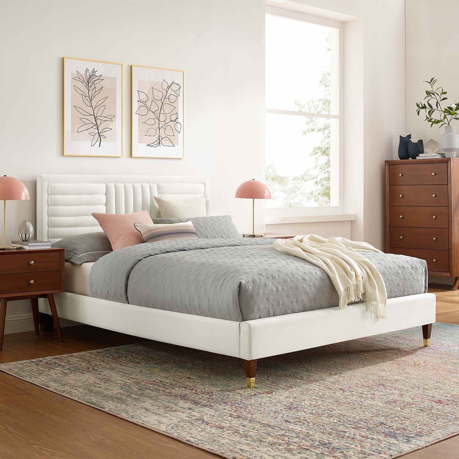 Sofia Channel Tufted Performance Velvet King Platform Bed by Modway - Best Buy Furniture