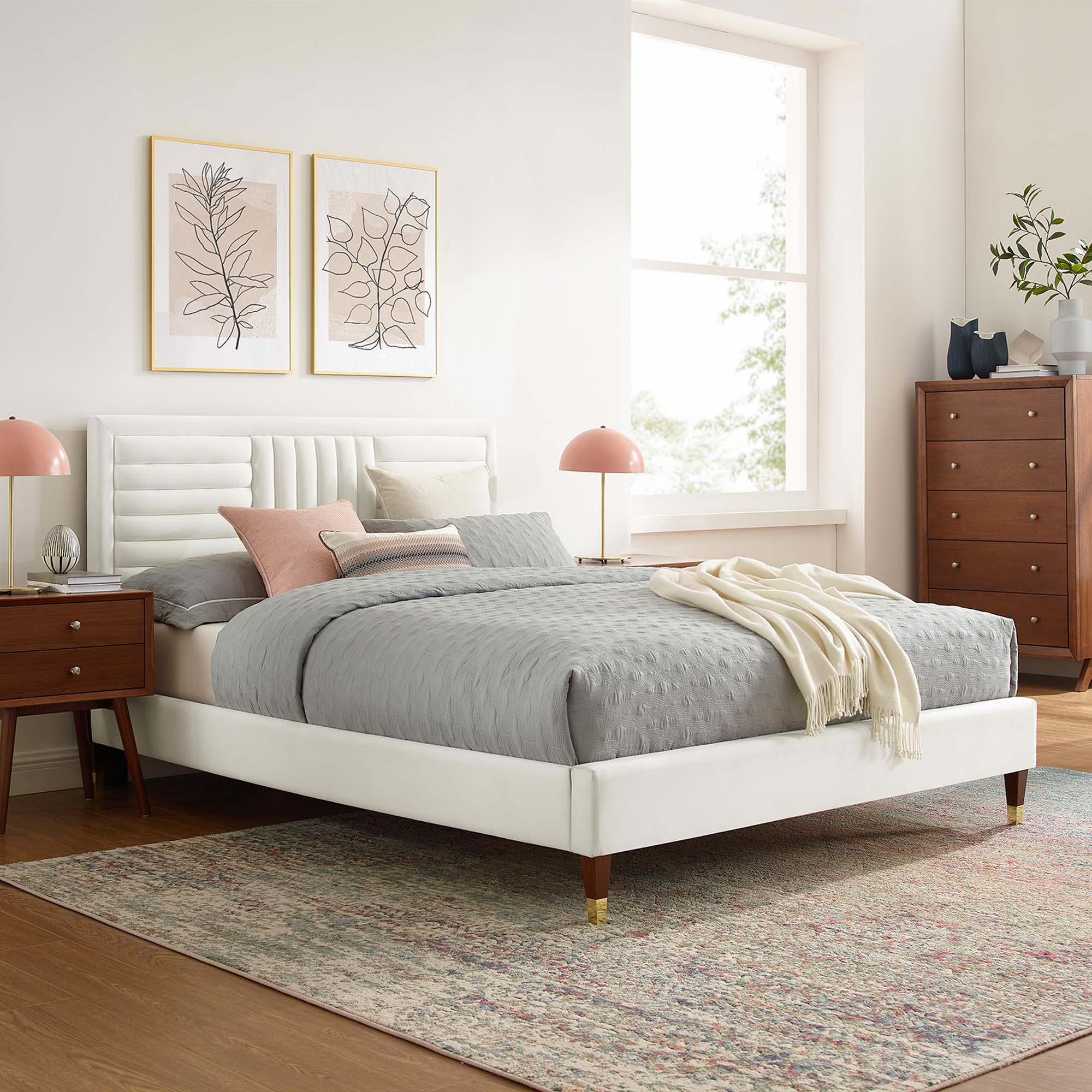 Sofia Channel Tufted Performance Velvet King Platform Bed by Modway - Best Buy Furniture