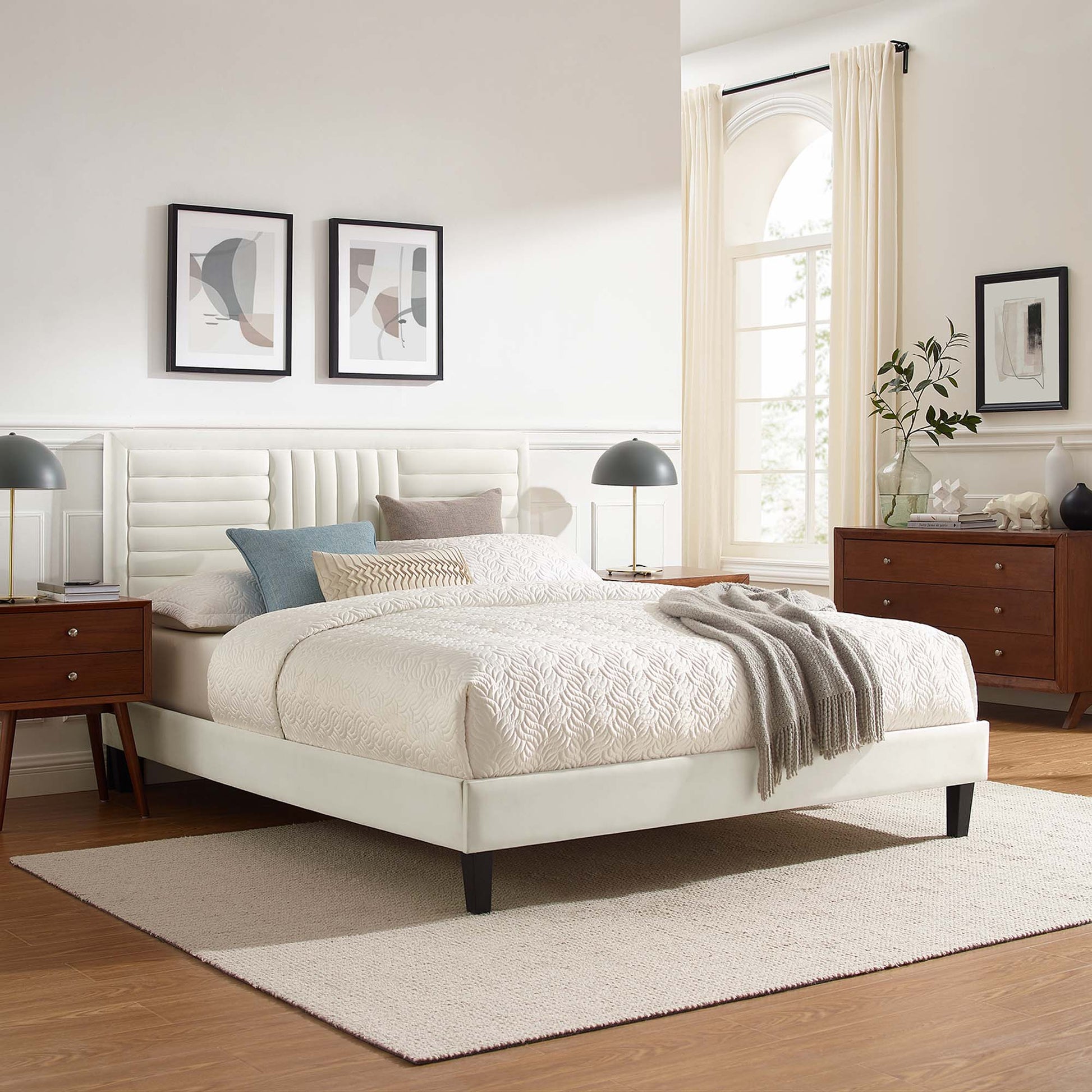 Sofia Channel Tufted Performance Velvet King Platform Bed by Modway - Best Buy Furniture