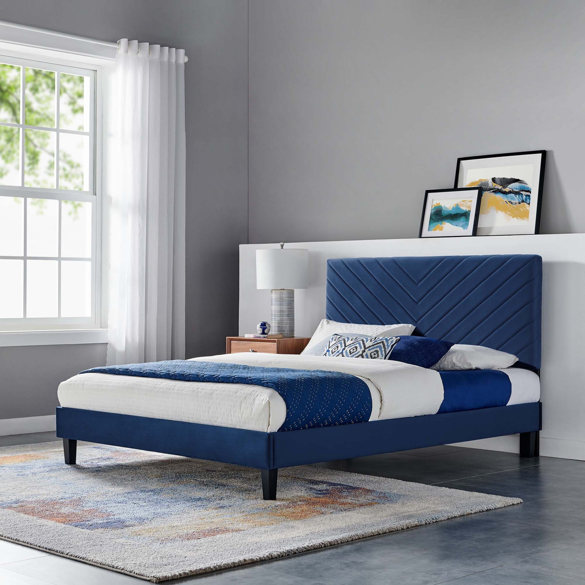 Roxanne Performance Velvet Full Platform Bed by Modway - Best Buy Furniture