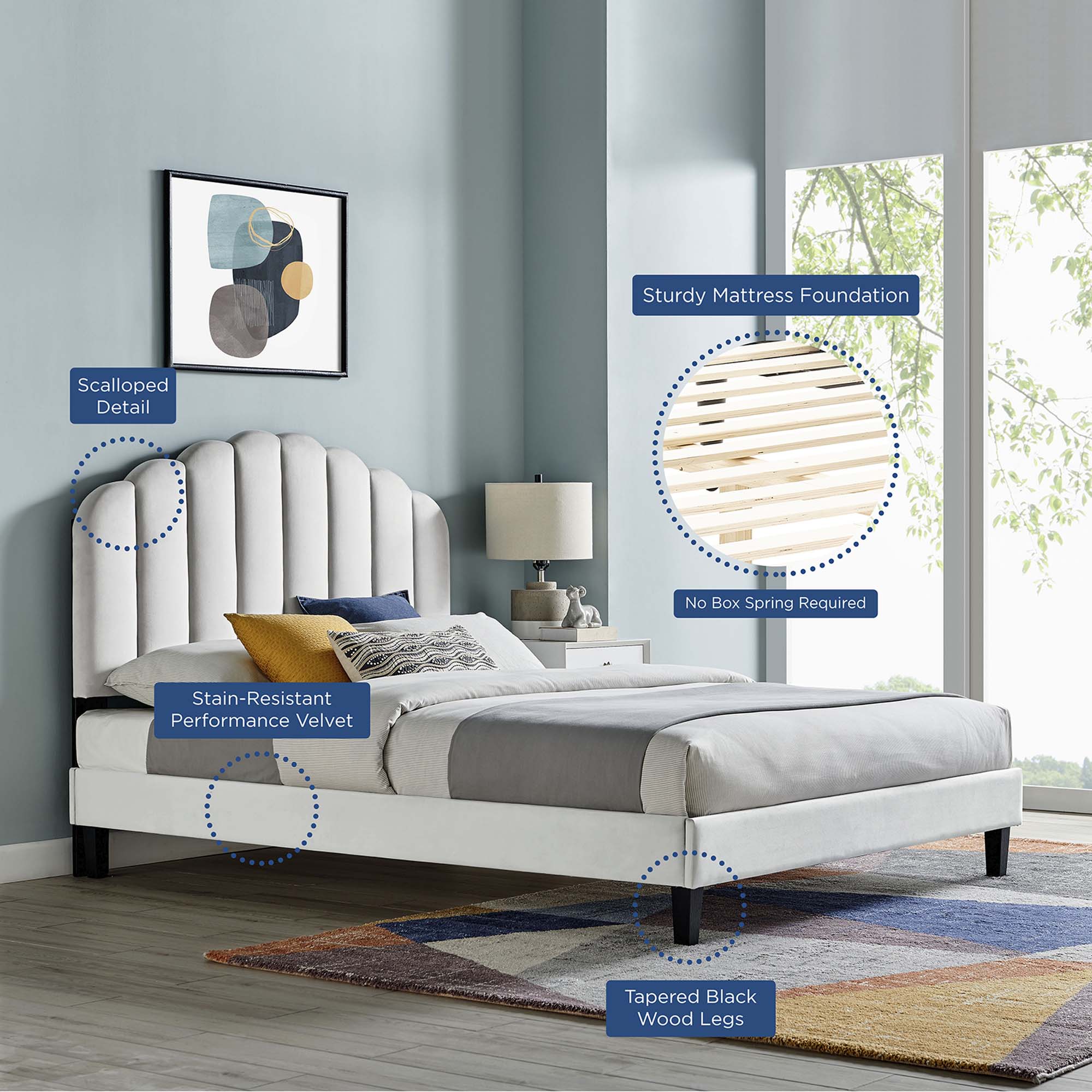 Daisy Performance Velvet Full Platform Bed by Modway - Best Buy Furniture