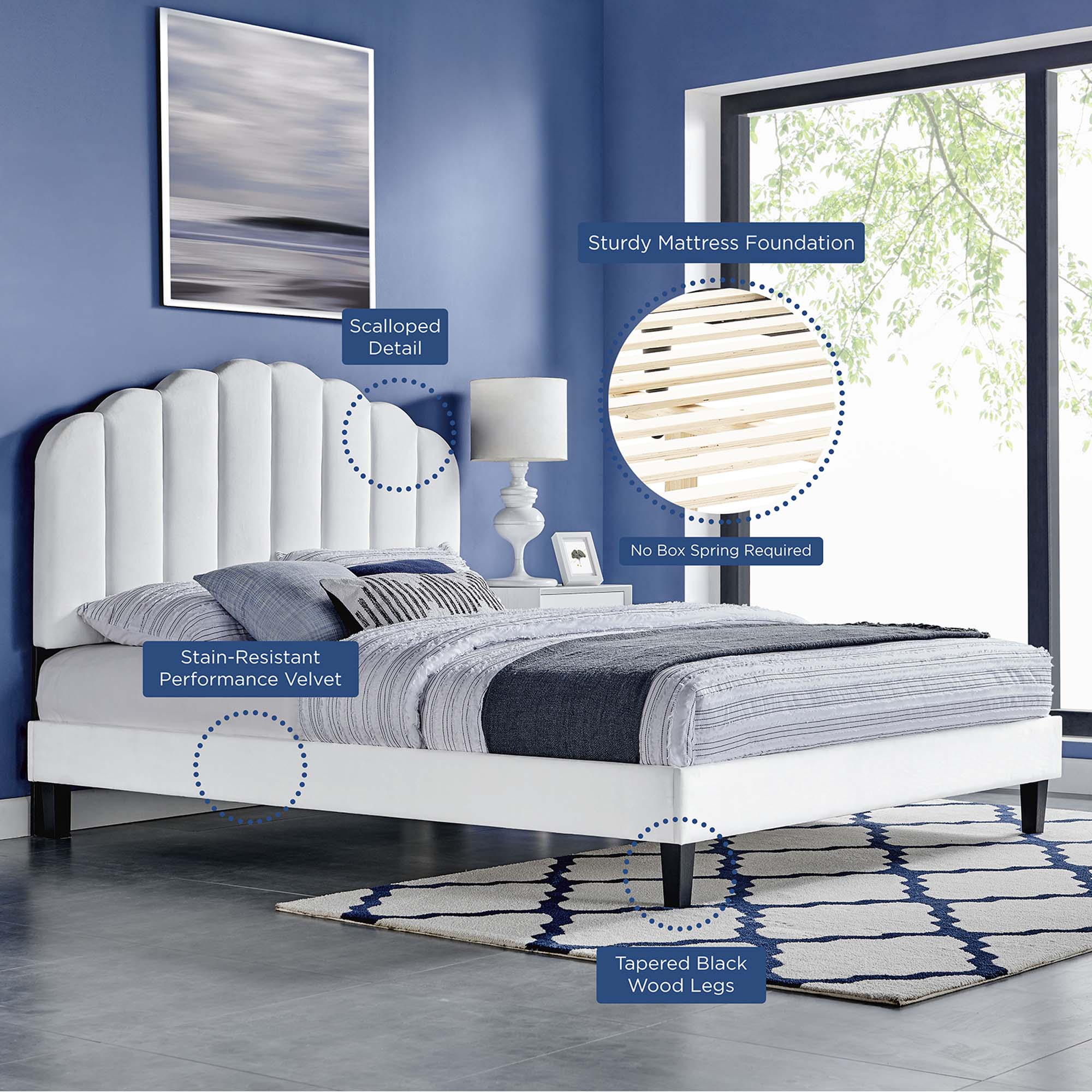 Daisy Performance Velvet Full Platform Bed by Modway - Best Buy Furniture