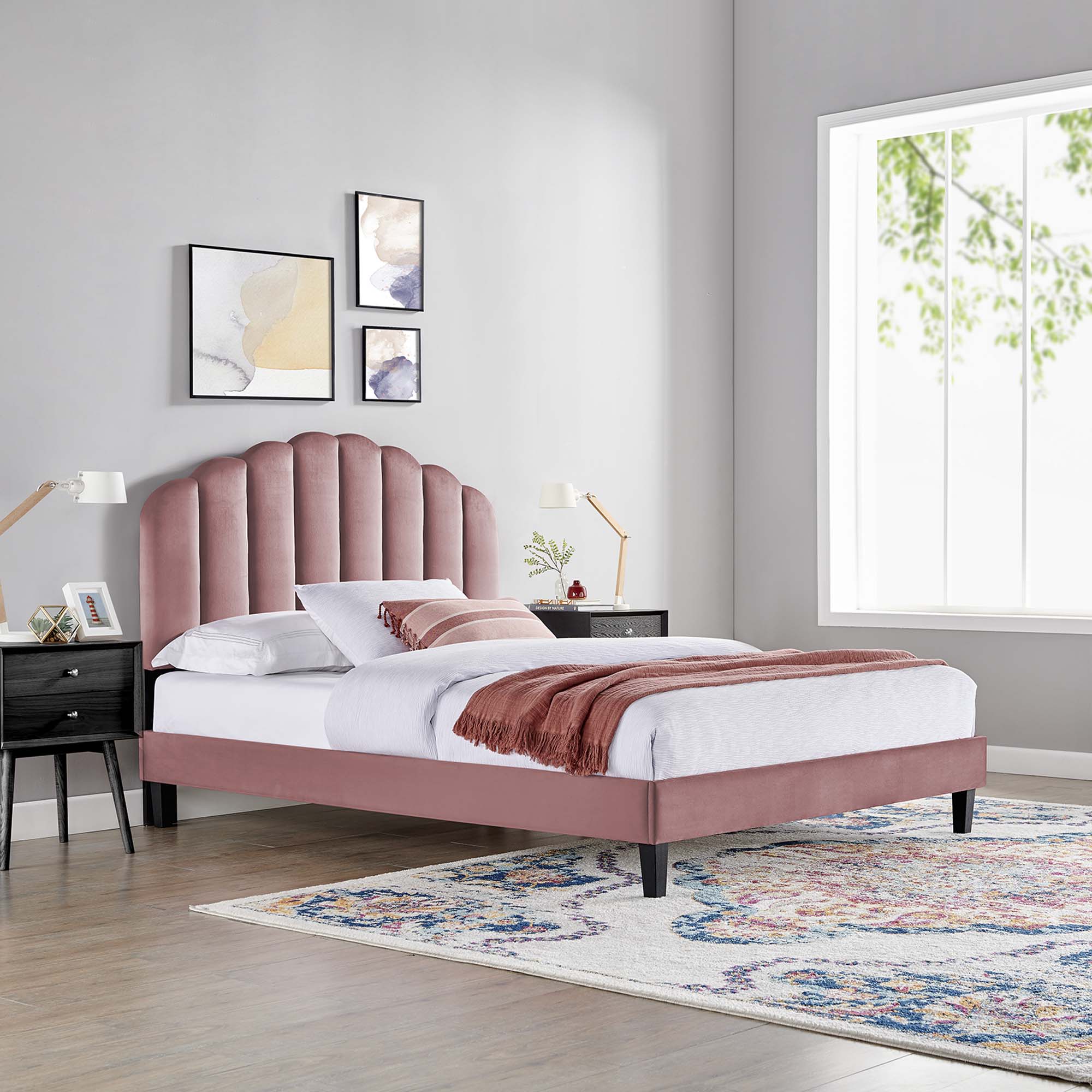 Daisy Performance Velvet Twin Platform Bed by Modway - Best Buy Furniture