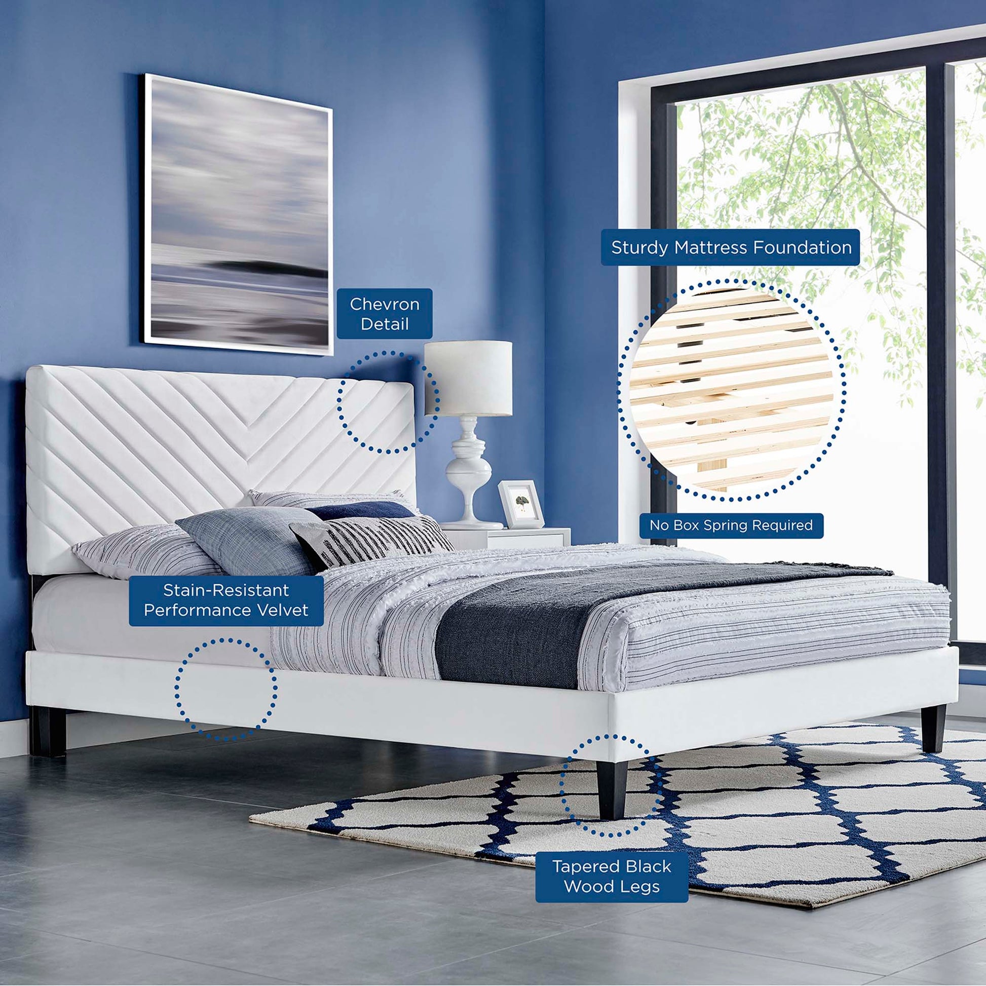 Roxanne Performance Velvet King Platform Bed by Modway - Best Buy Furniture