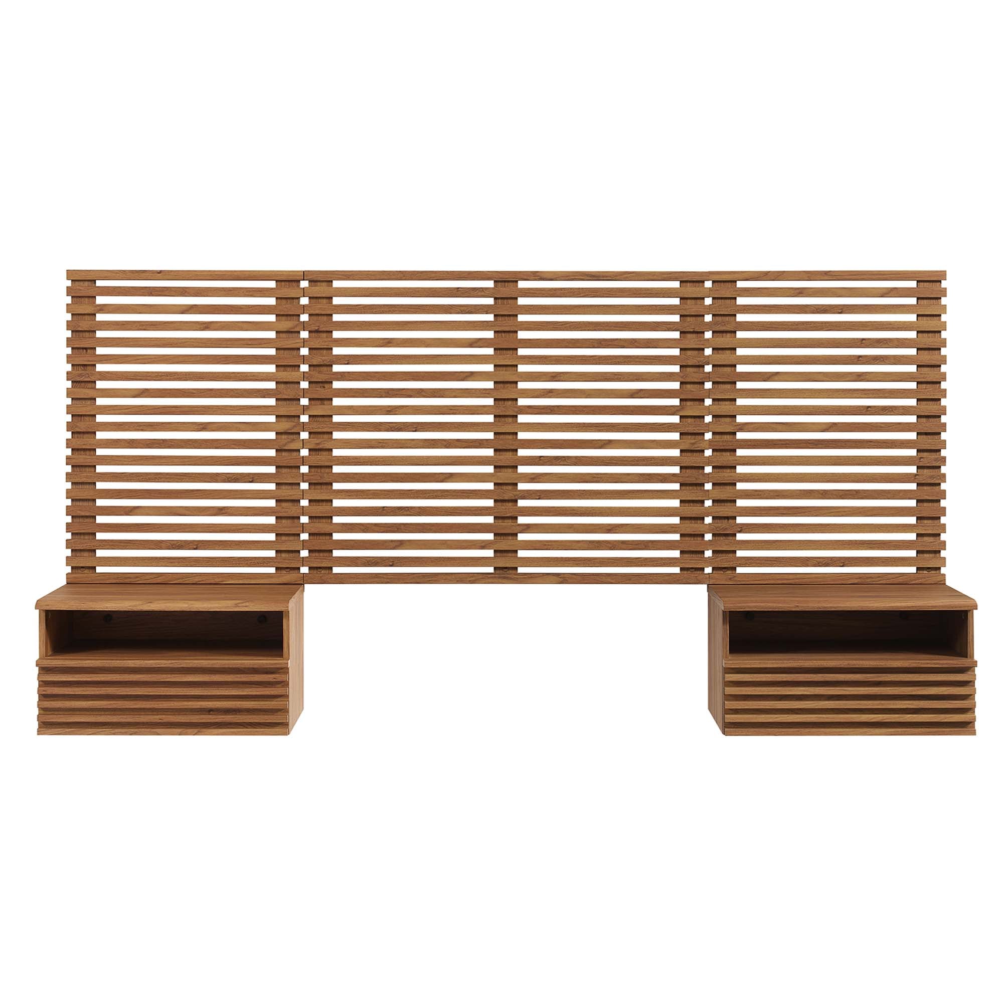 Render Wall Mount Twin Headboard and Modern Nightstands by Modway
