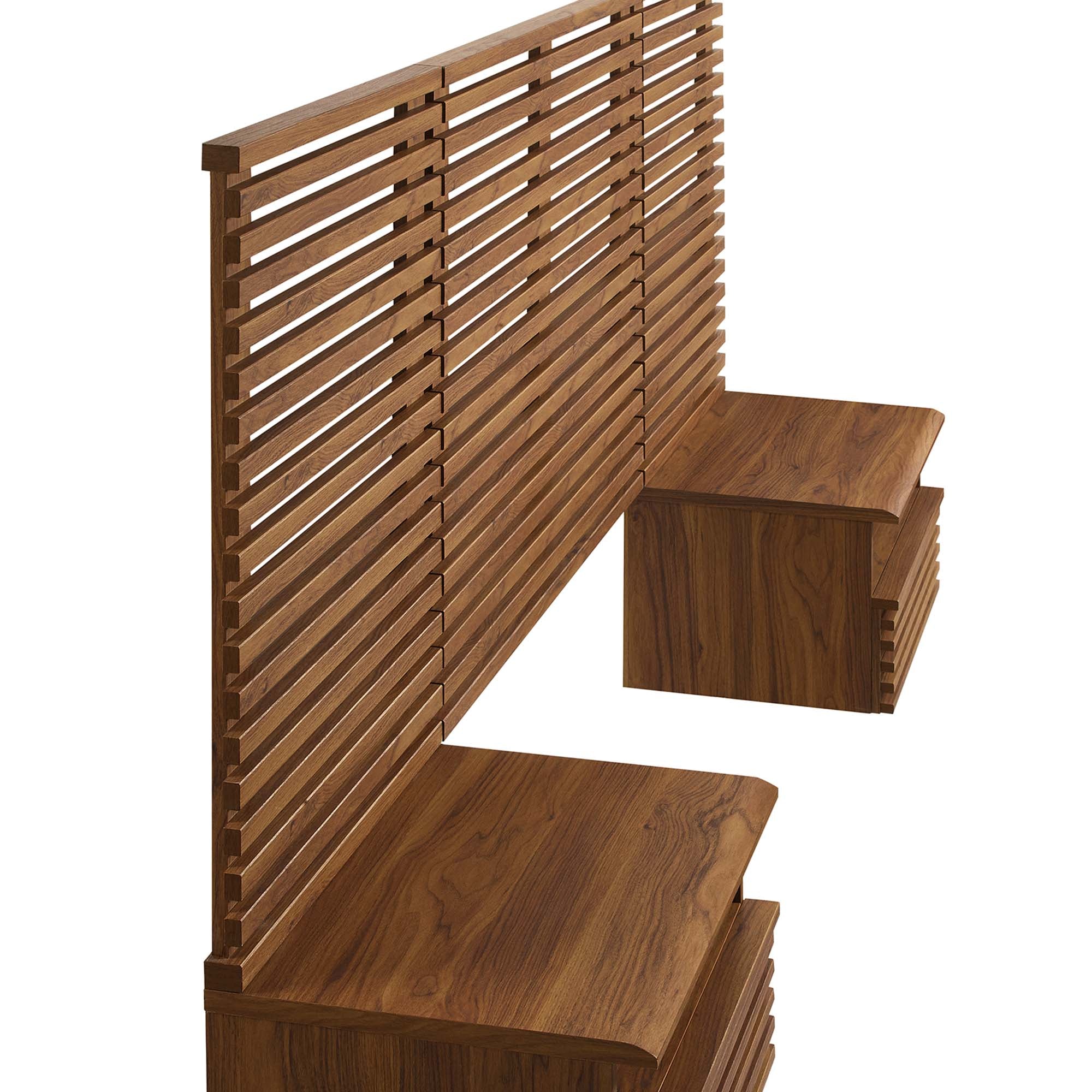 Render Wall Mount Twin Headboard and Modern Nightstands by Modway
