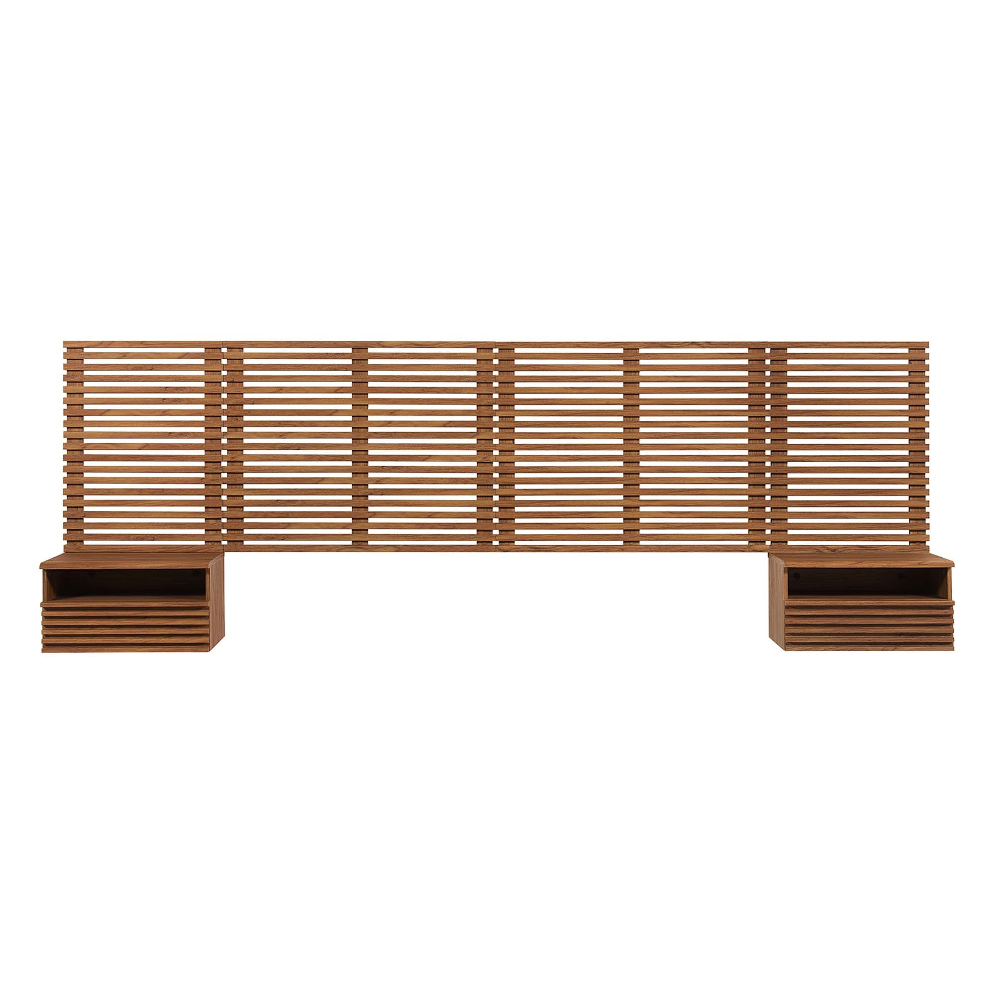 Render Wall Mount King Headboard and Modern Nightstands by Modway