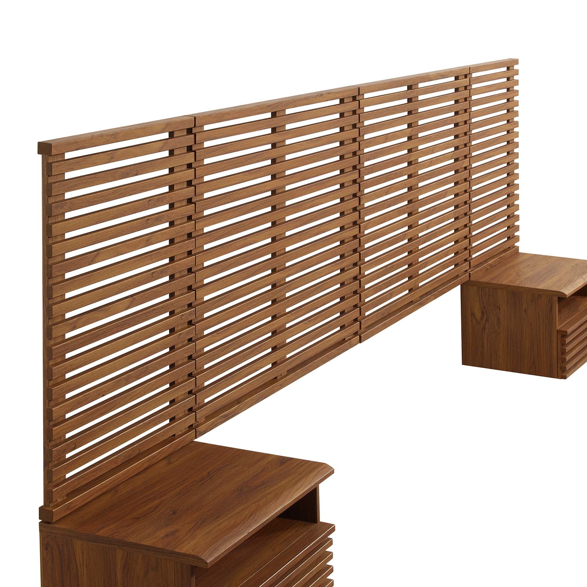 Render Wall Mount King Headboard and Modern Nightstands by Modway