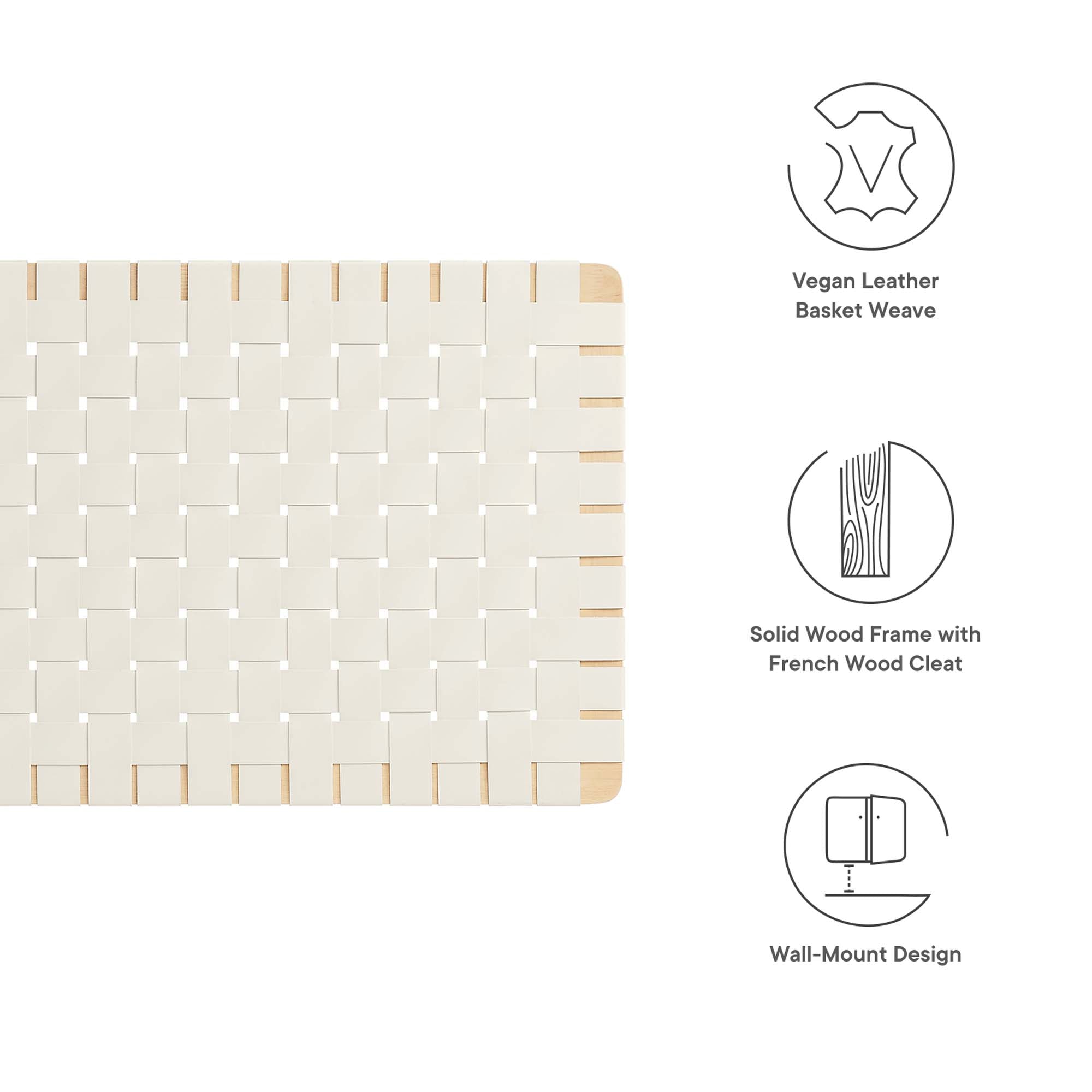 Sparta Weave Wall-Mount Vegan Leather Twin Headboard by Modway
