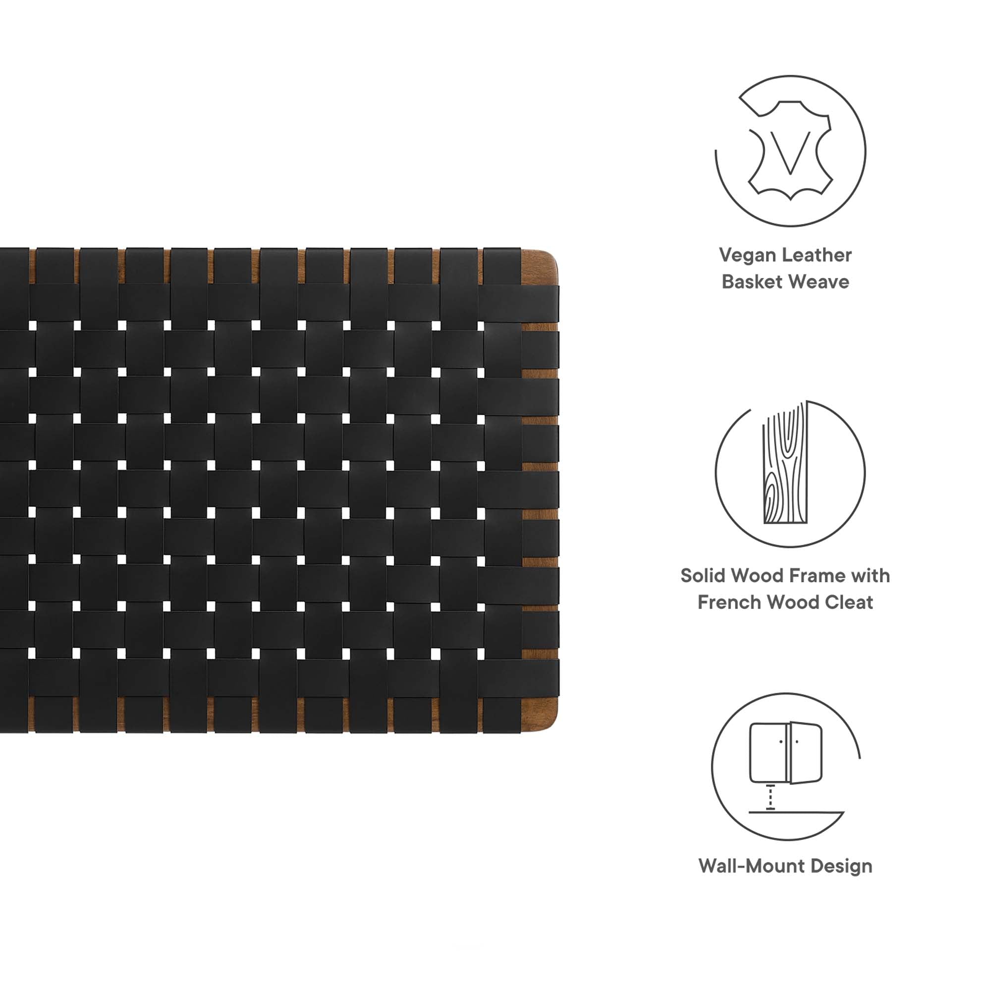Sparta Weave Wall-Mount Vegan Leather Twin Headboard by Modway