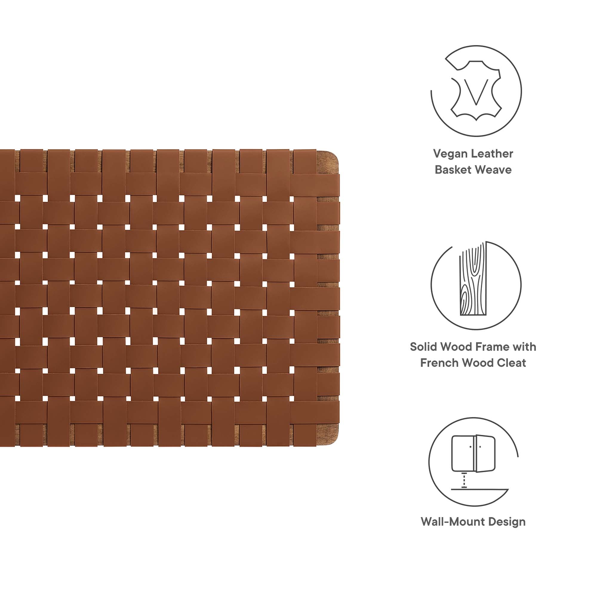 Sparta Weave Wall-Mount Vegan Leather Twin Headboard by Modway