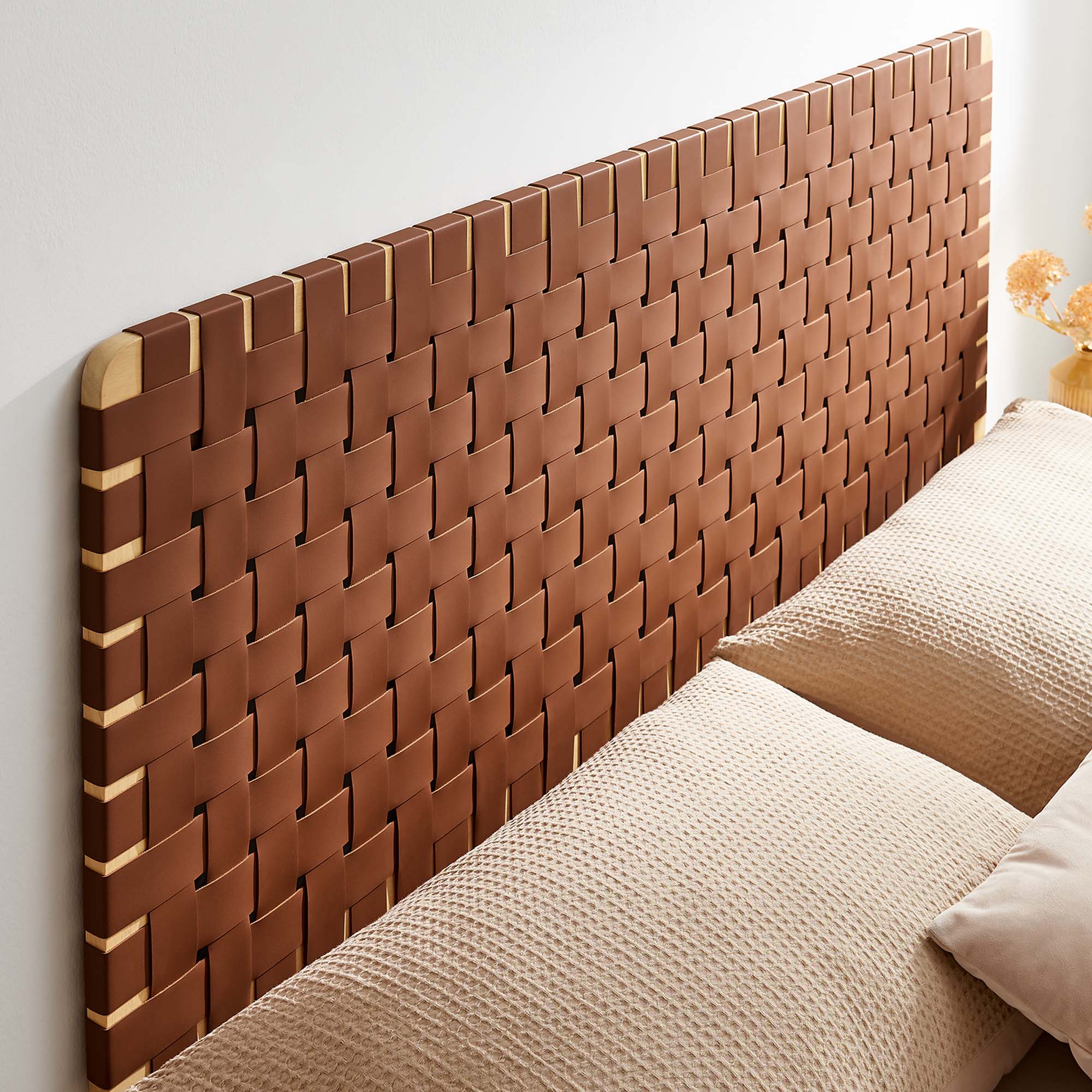 Sparta Weave Wall-Mount Vegan Leather Queen Headboard by Modway