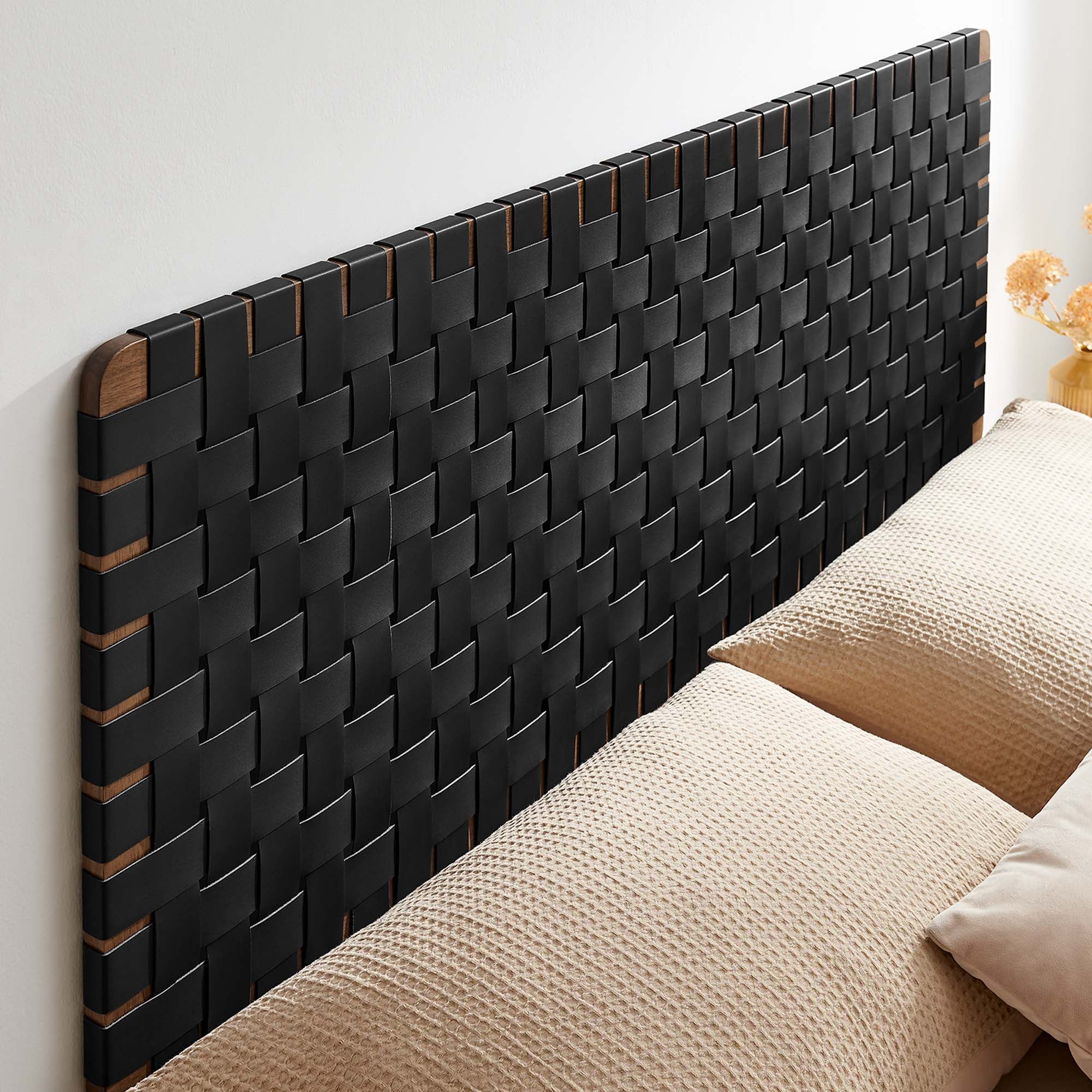 Sparta Weave Wall-Mount Vegan Leather Queen Headboard by Modway