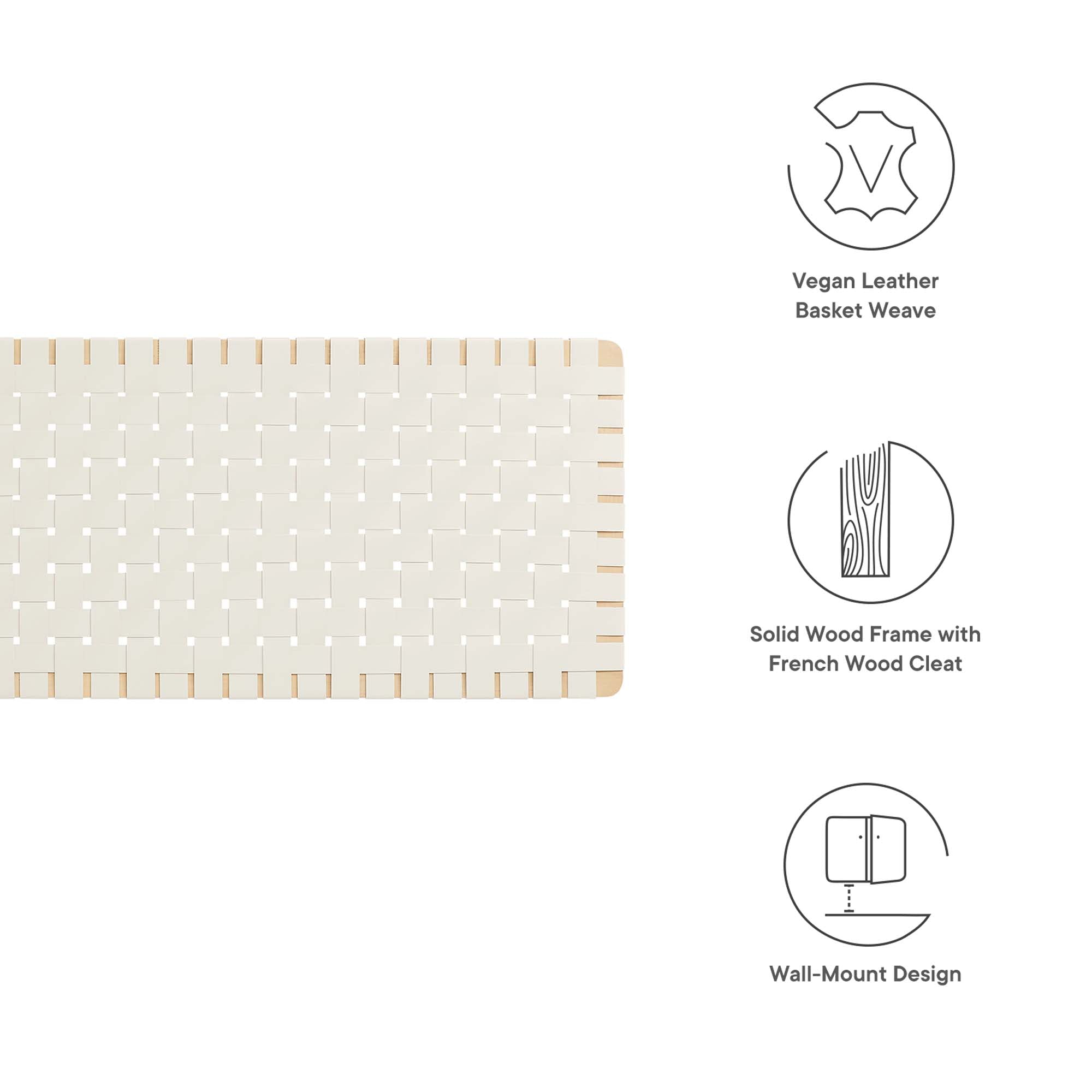 Sparta Weave Wall-Mount Vegan Leather King Headboard by Modway
