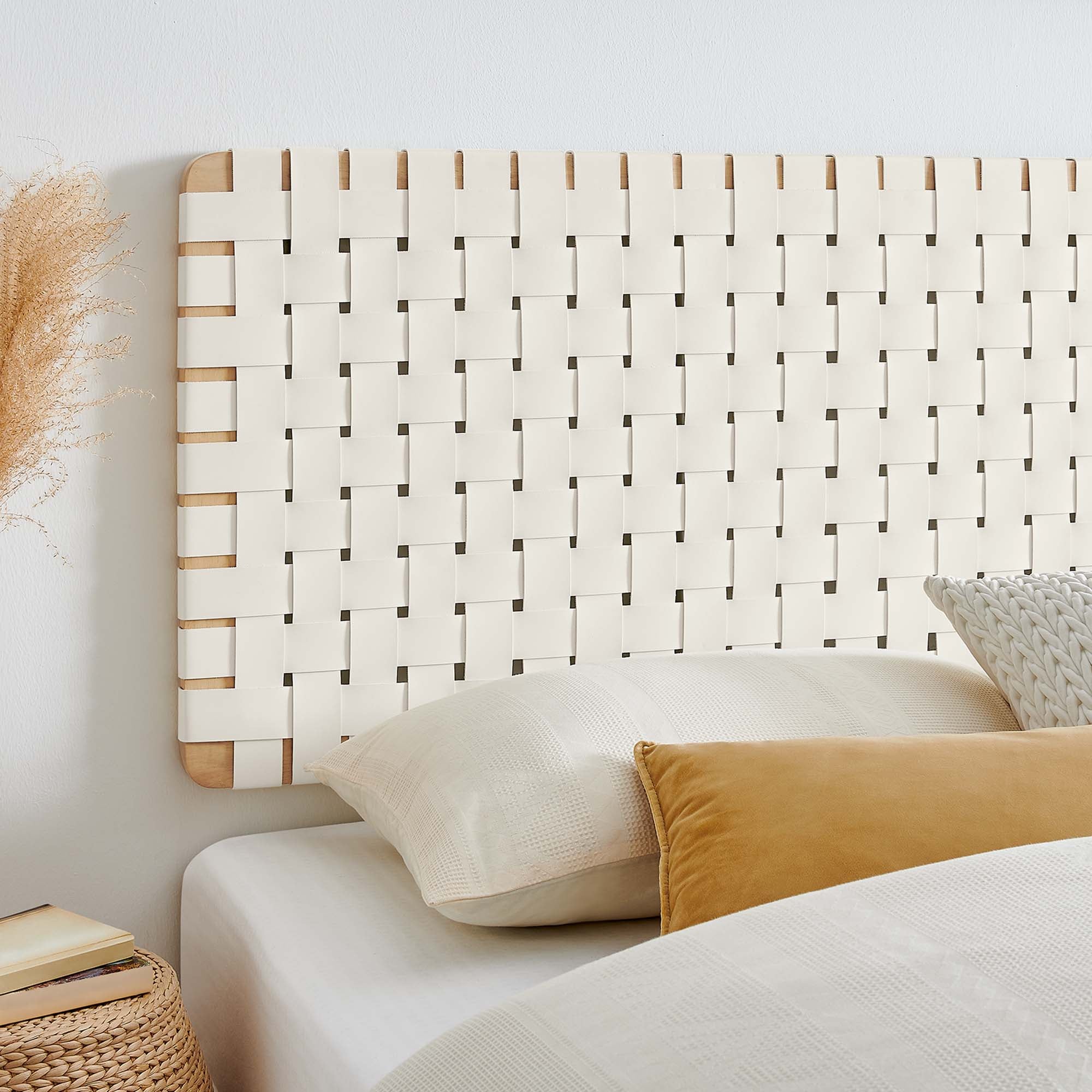 Sparta Weave Wall-Mount Vegan Leather King Headboard by Modway