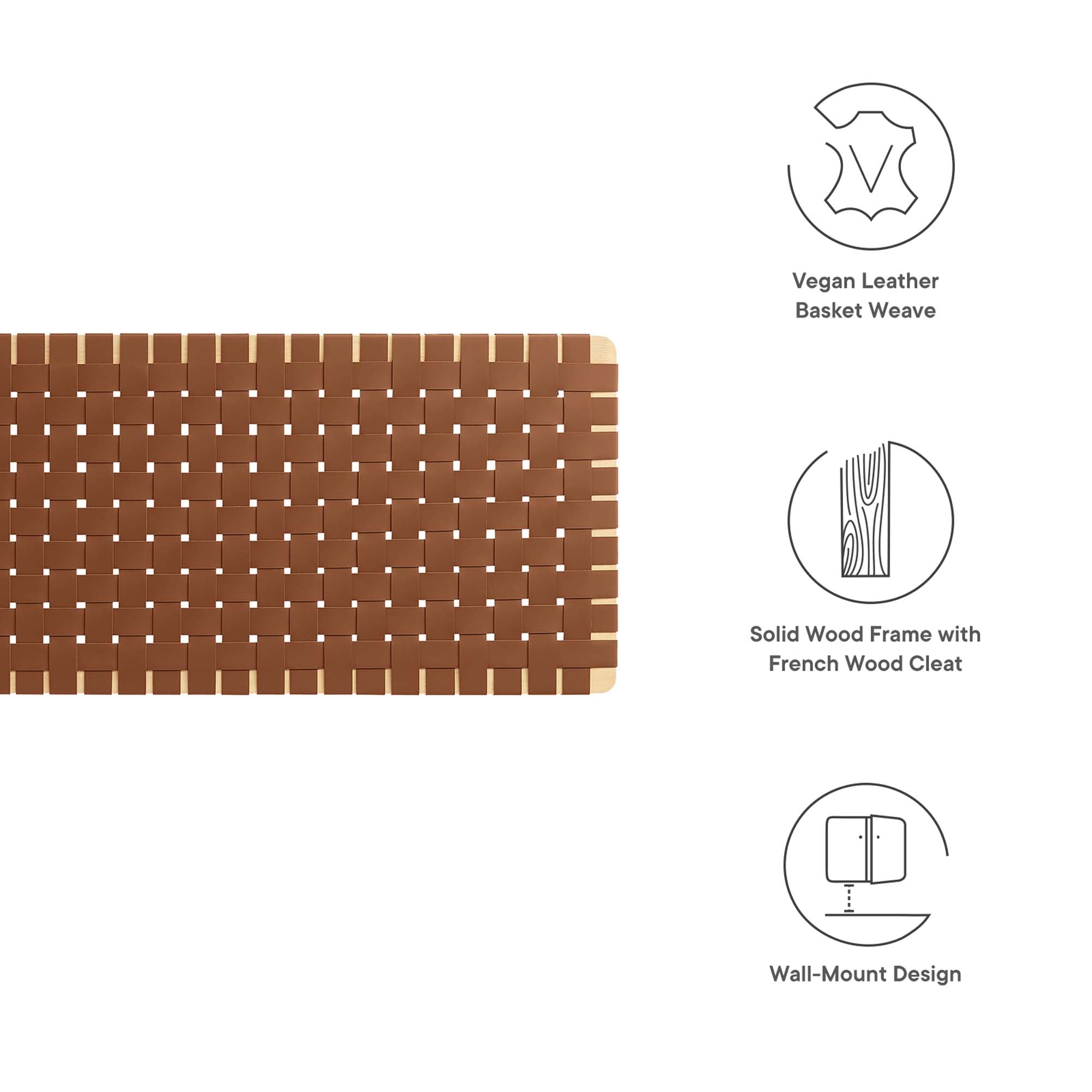Sparta Weave Wall-Mount Vegan Leather King Headboard by Modway