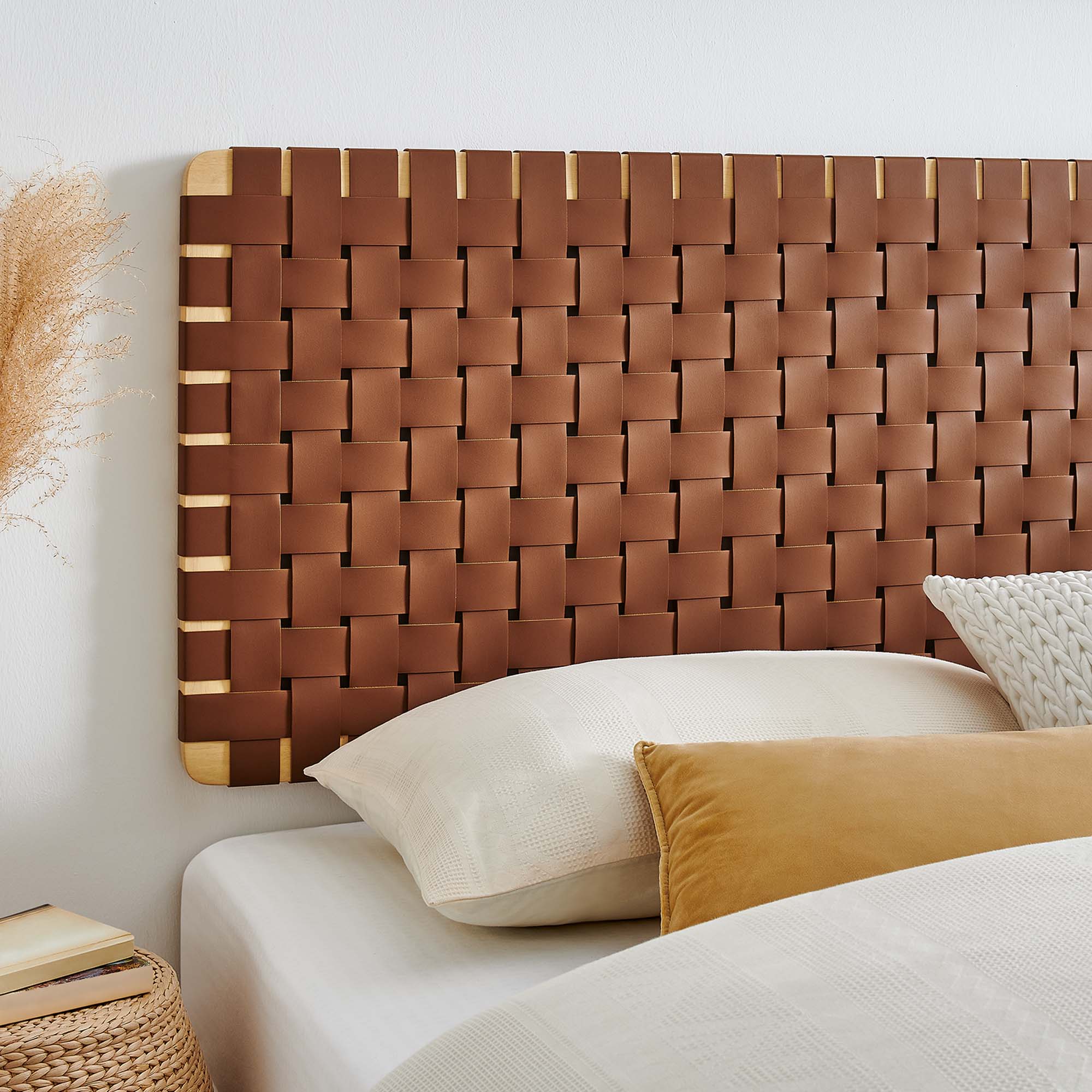 Sparta Weave Wall-Mount Vegan Leather King Headboard by Modway