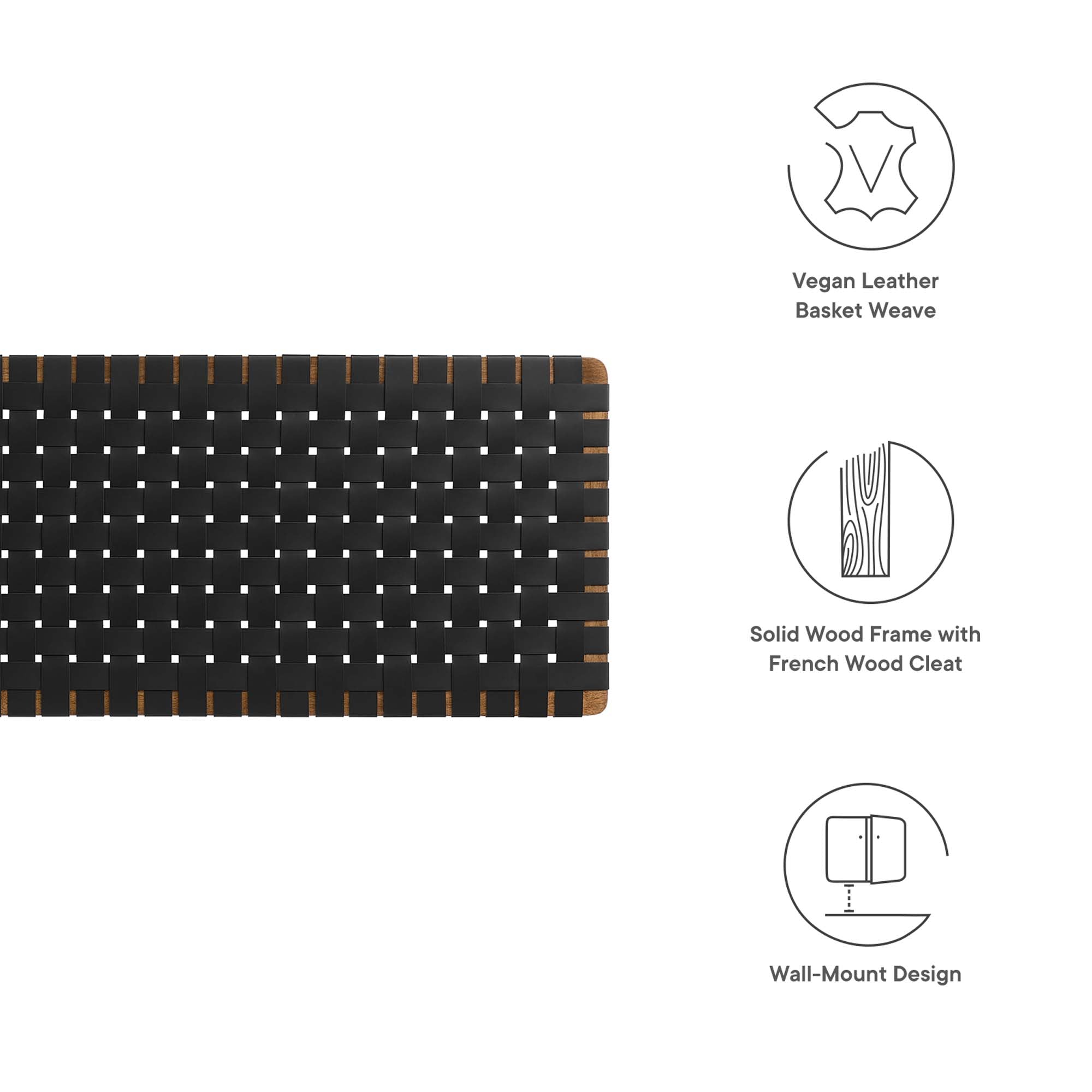 Sparta Weave Wall-Mount Vegan Leather King Headboard by Modway