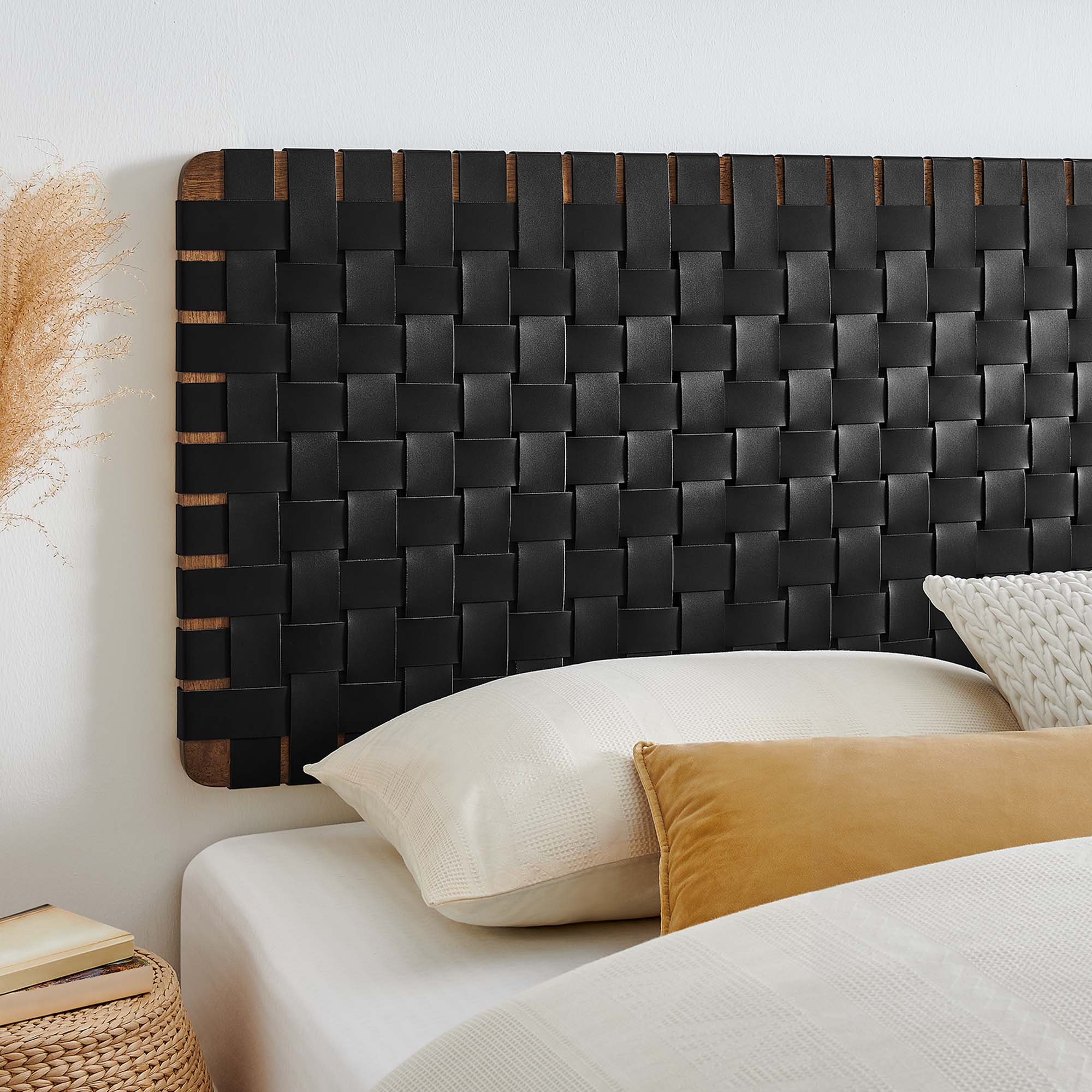 Sparta Weave Wall-Mount Vegan Leather King Headboard by Modway