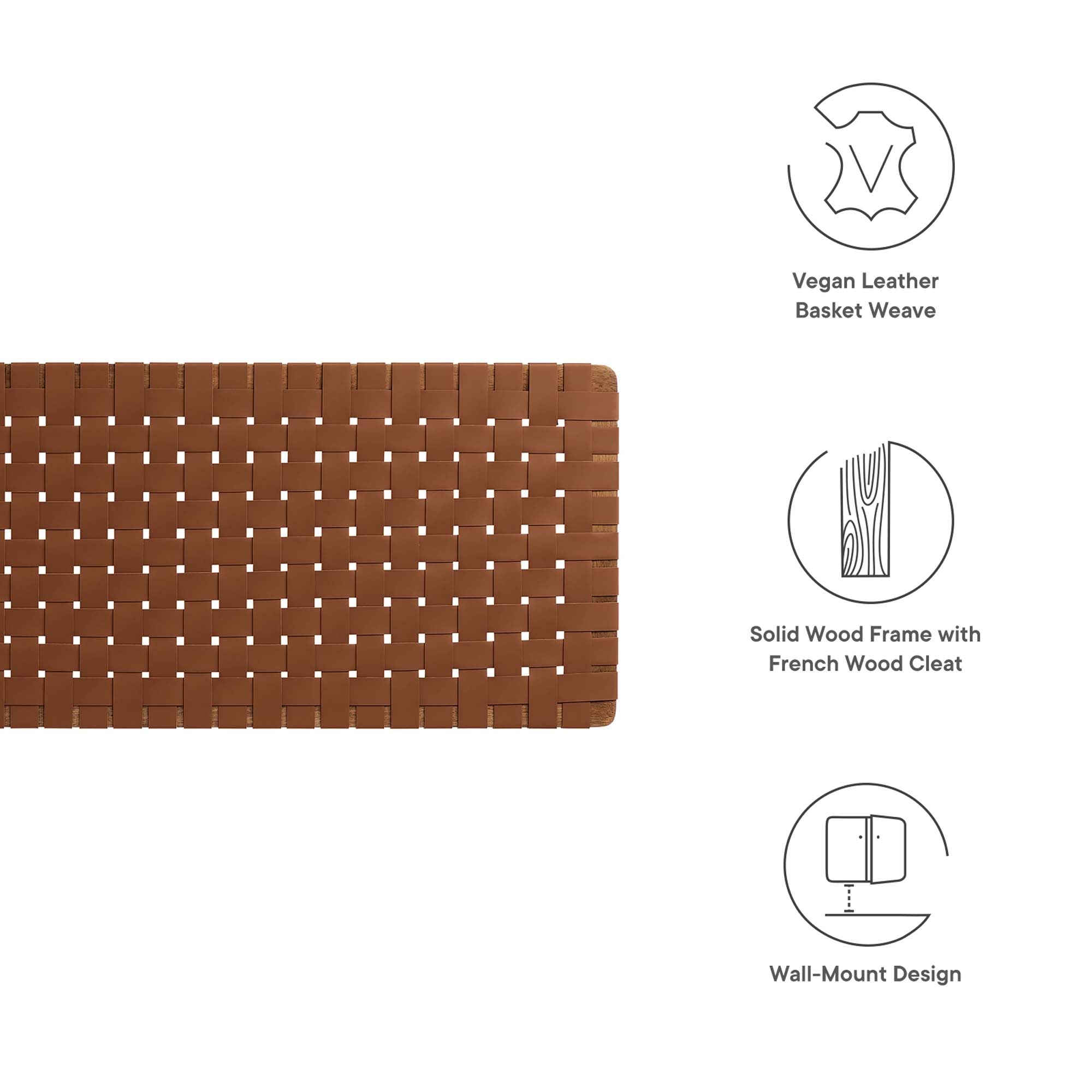 Sparta Weave Wall-Mount Vegan Leather King Headboard by Modway