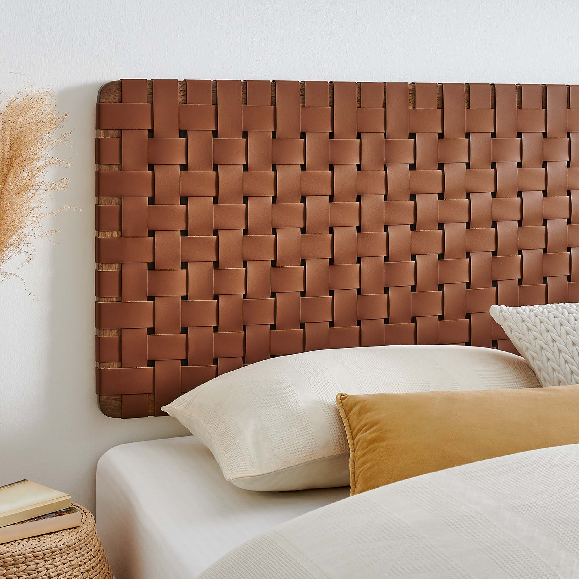 Sparta Weave Wall-Mount Vegan Leather King Headboard by Modway