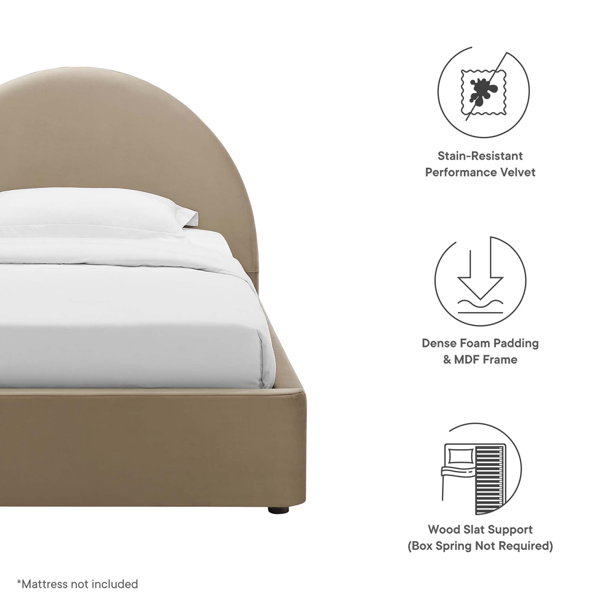 Resort Performance Velvet Arched Round Twin Platform Bed by Modway