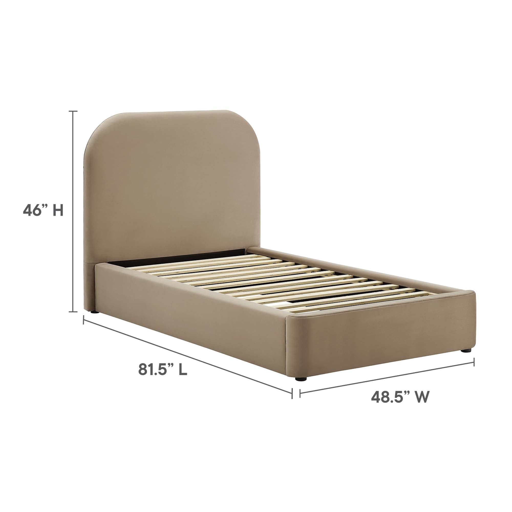 Keynote Performance Velvet Curved Twin Platform Bed by Modway