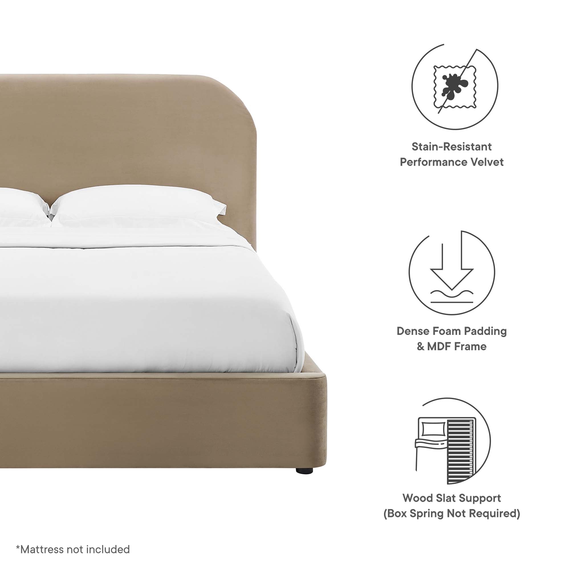 Keynote Performance Velvet Curved Full Platform Bed by Modway