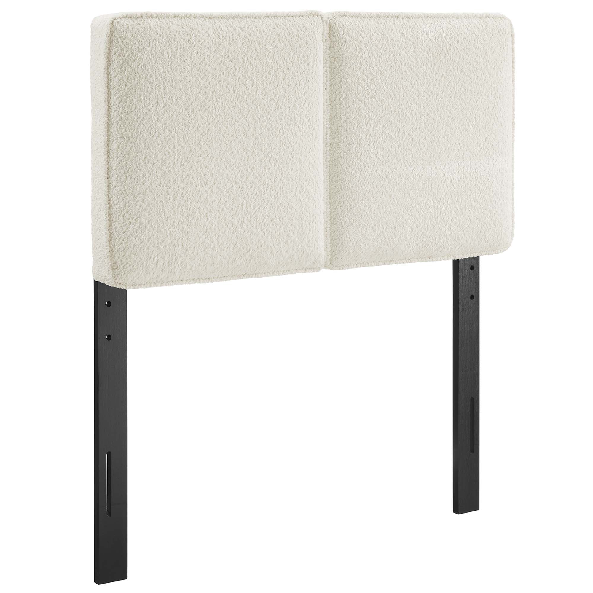 Lindee Boucle Fabric Twin Headboard in Cream Twin